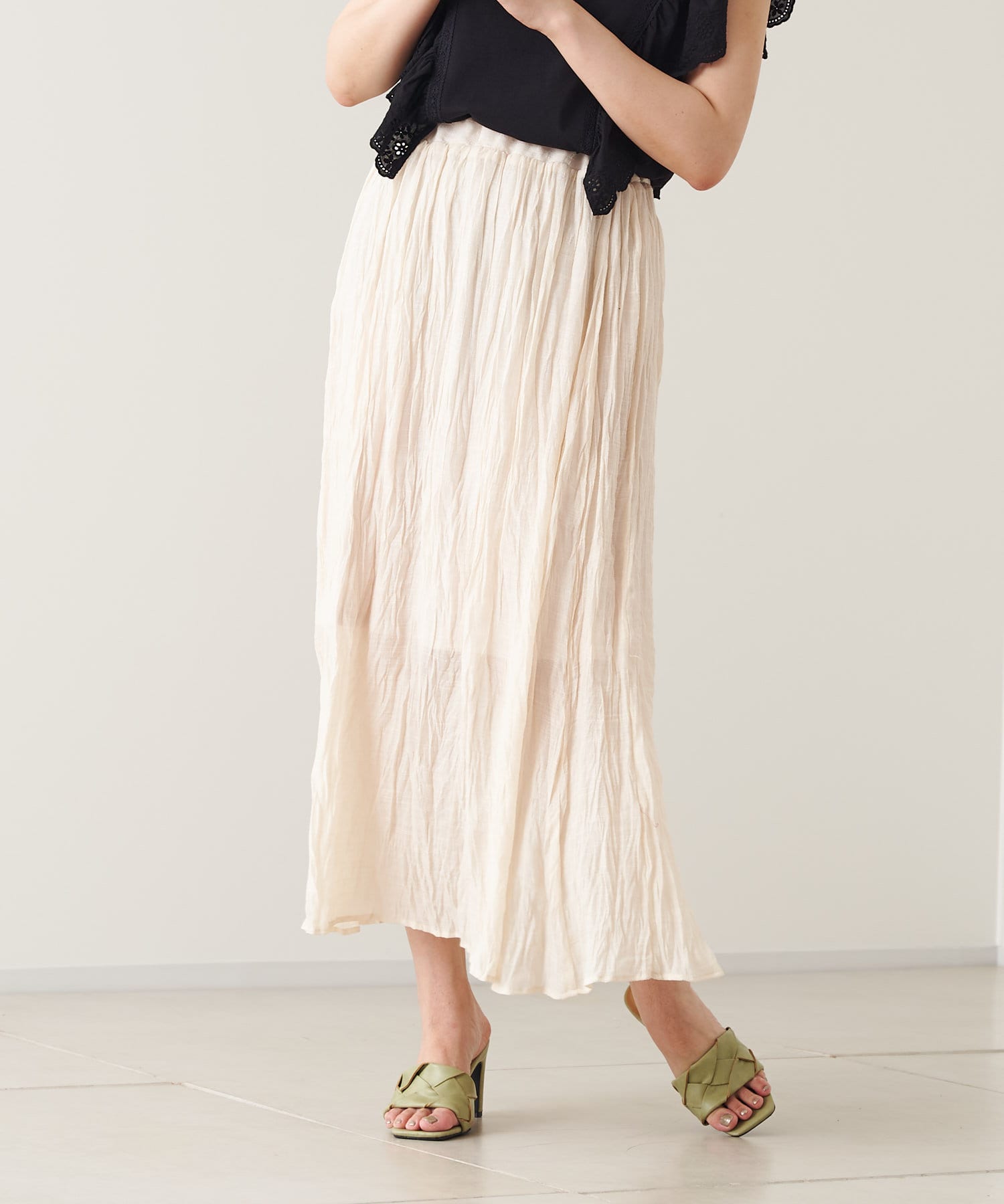 prose verse(プロズヴェール) 【ウエストゴム仕様】スラブフレアロングスカート