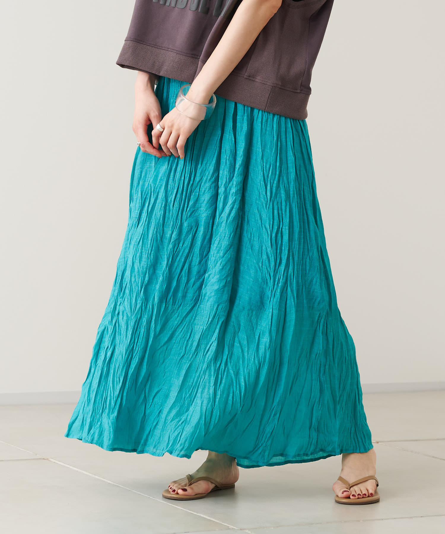 prose verse(プロズヴェール) 【ウエストゴム仕様】スラブフレアロングスカート