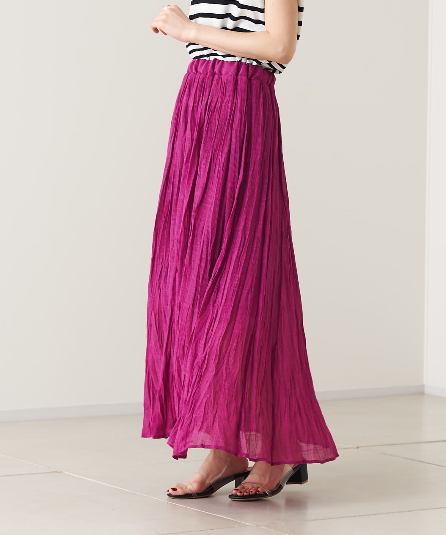 prose verse(プロズヴェール) 【ウエストゴム仕様】スラブフレアロングスカート