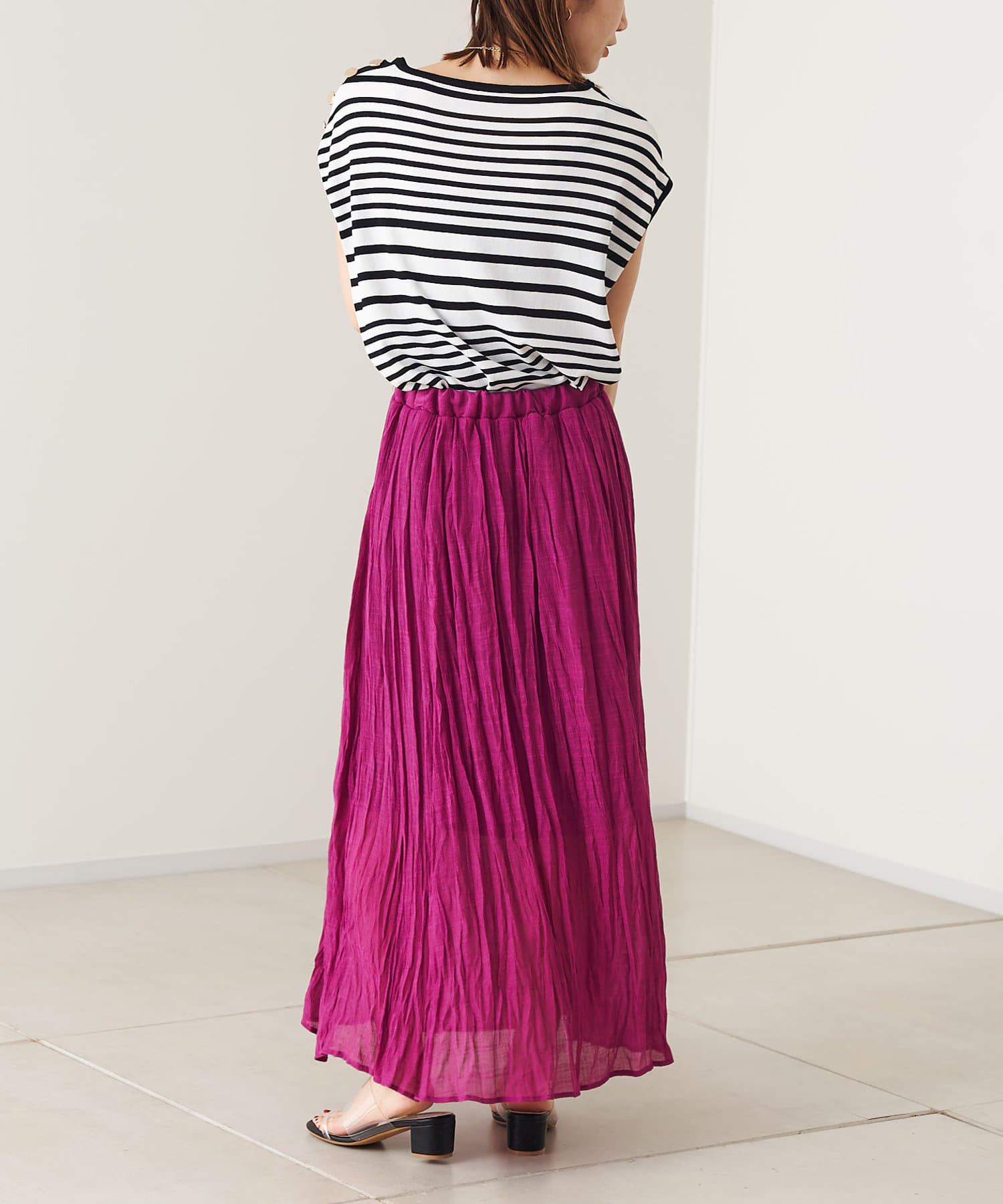 prose verse(プロズヴェール) 【ウエストゴム仕様】スラブフレアロングスカート