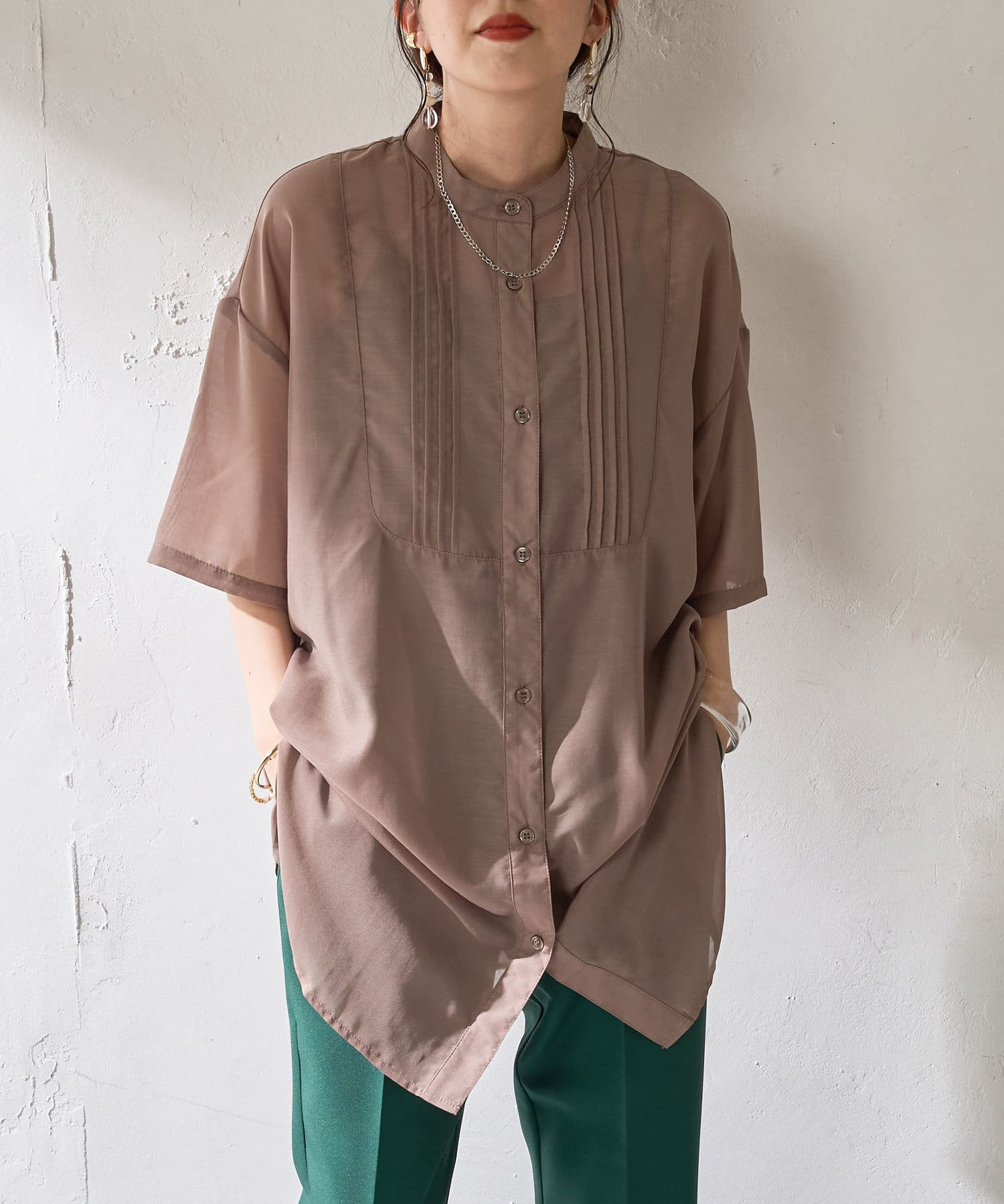 Web限定 ピンタックスタンドカラーブラウス Discoat ディスコート レディース Pal Closet パルクローゼット パルグループ公式ファッション通販サイト