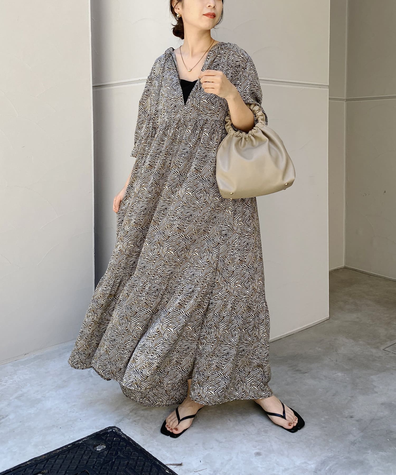 在庫あり 即納 今季完売品 2wayスキッパーキカ柄ラインワンピース レンガ 30 Offアウトレットsale