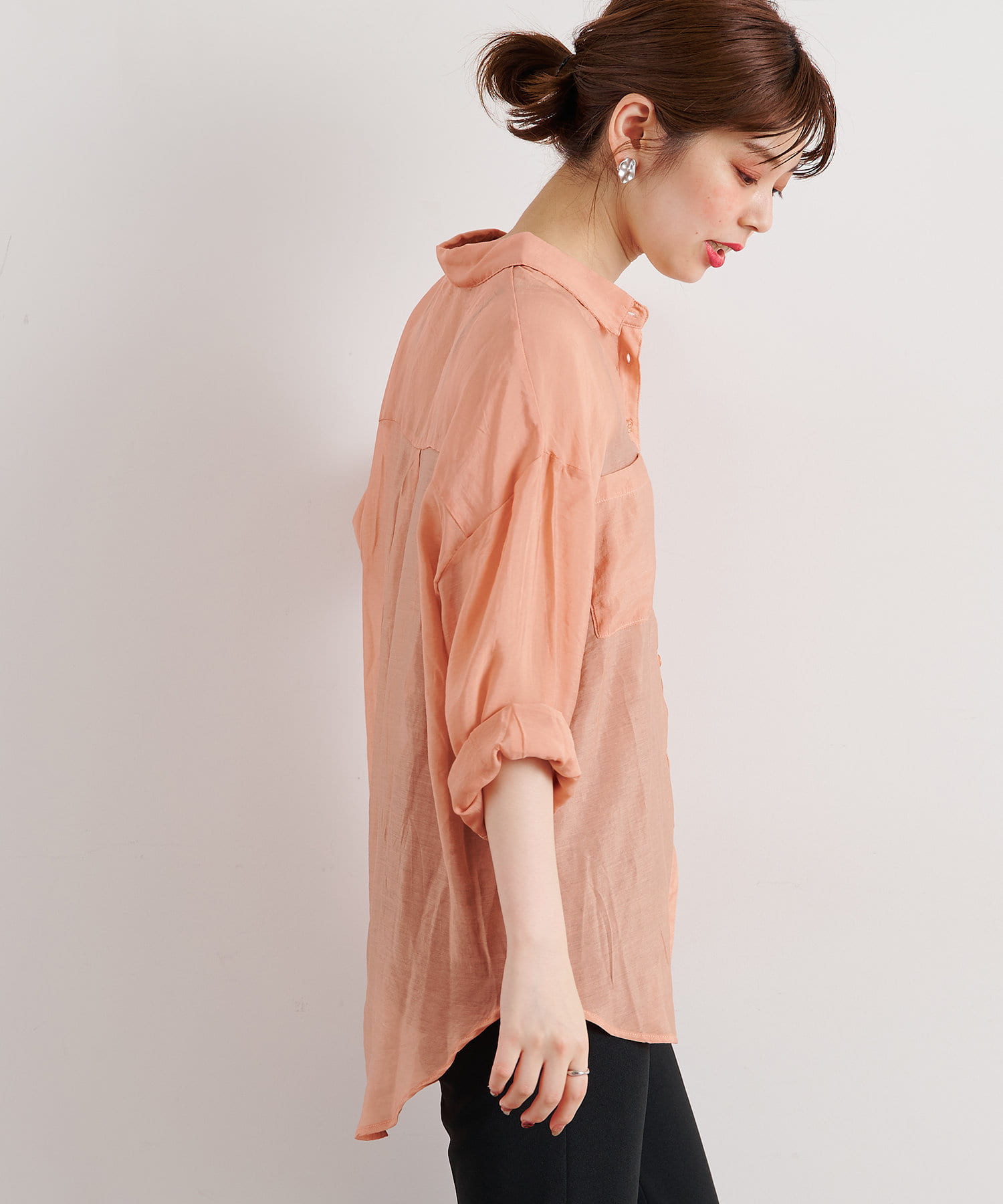 natural couture(ナチュラルクチュール) Wポケットシアーシャツ