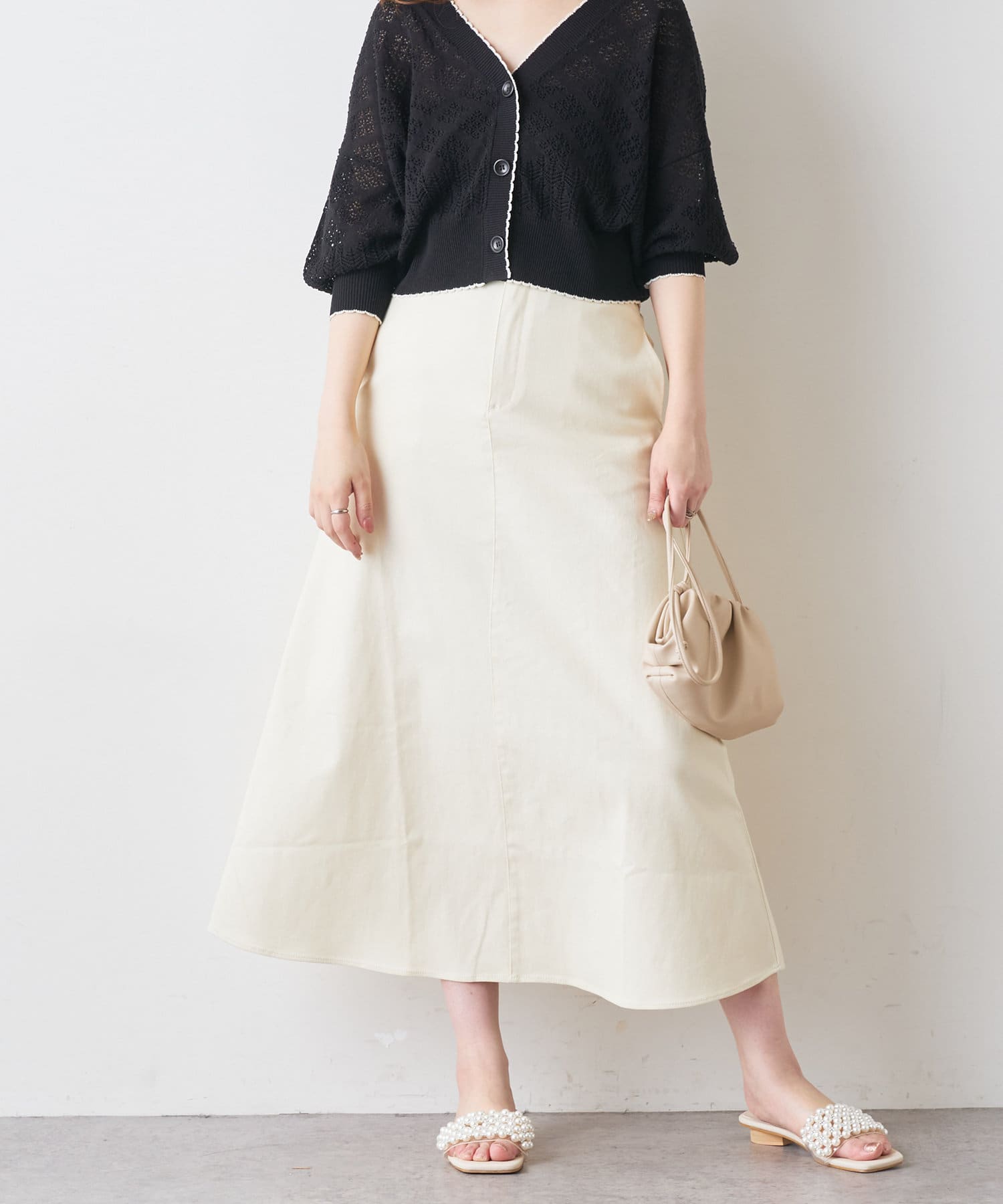 natural couture(ナチュラルクチュール) ストレッチデニムロングスカート