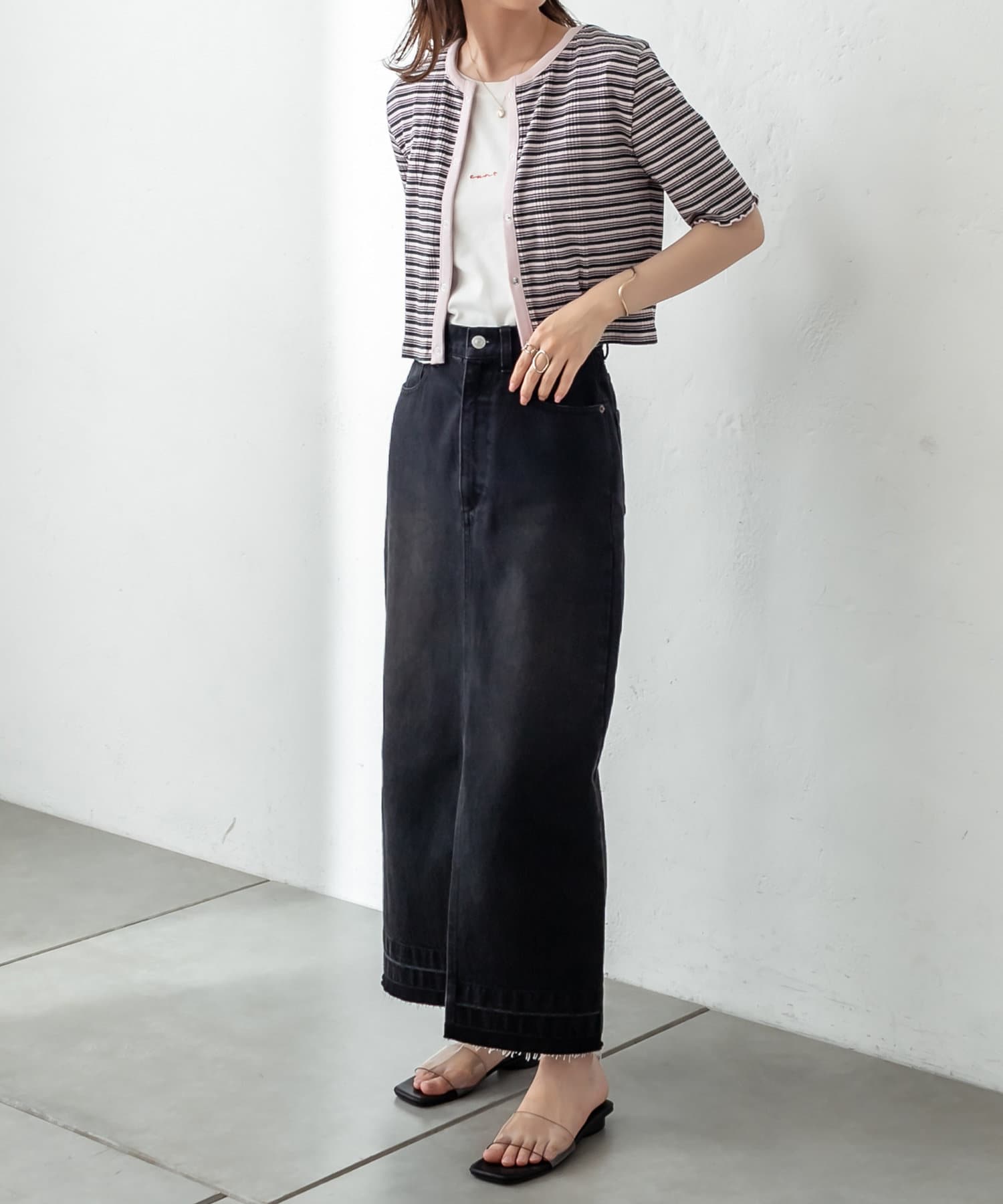 マルチボーダーチビカーディガン Mystic ミスティック レディース Pal Closet パルクローゼット パルグループ公式ファッション通販サイト