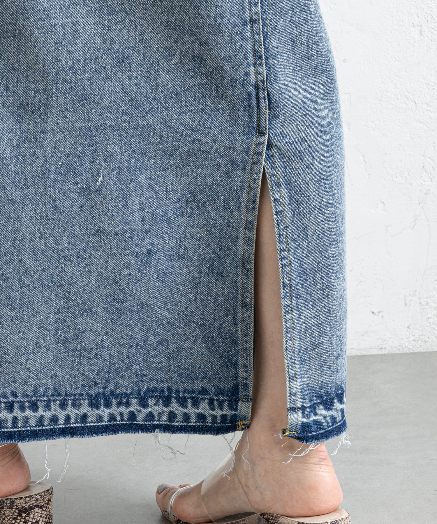 prose verse(プロズヴェール) 【バックウエストゴム仕様】デニム×ツイルナロースカート