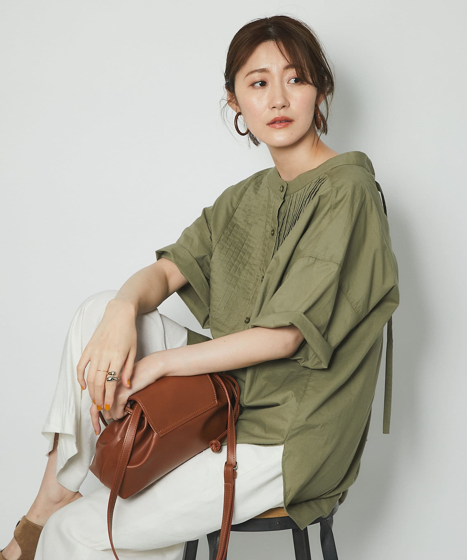 un dix cors(アンディコール) 【前後でイメージが変わる】2wayピンタックチュニックシャツ