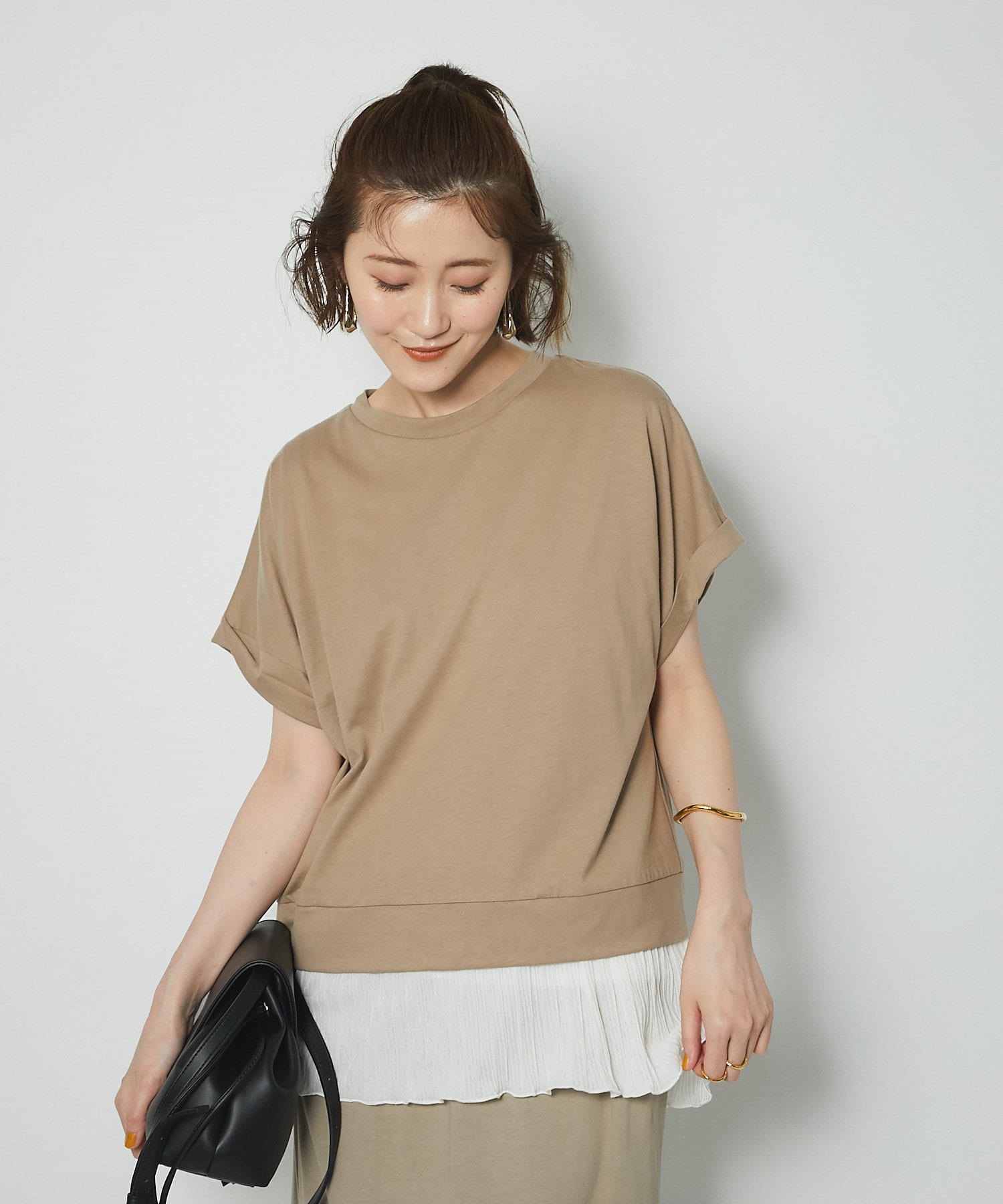 un dix cors(アンディコール) 【着るだけでコーデが決まる】プリーツレイヤードカットソー