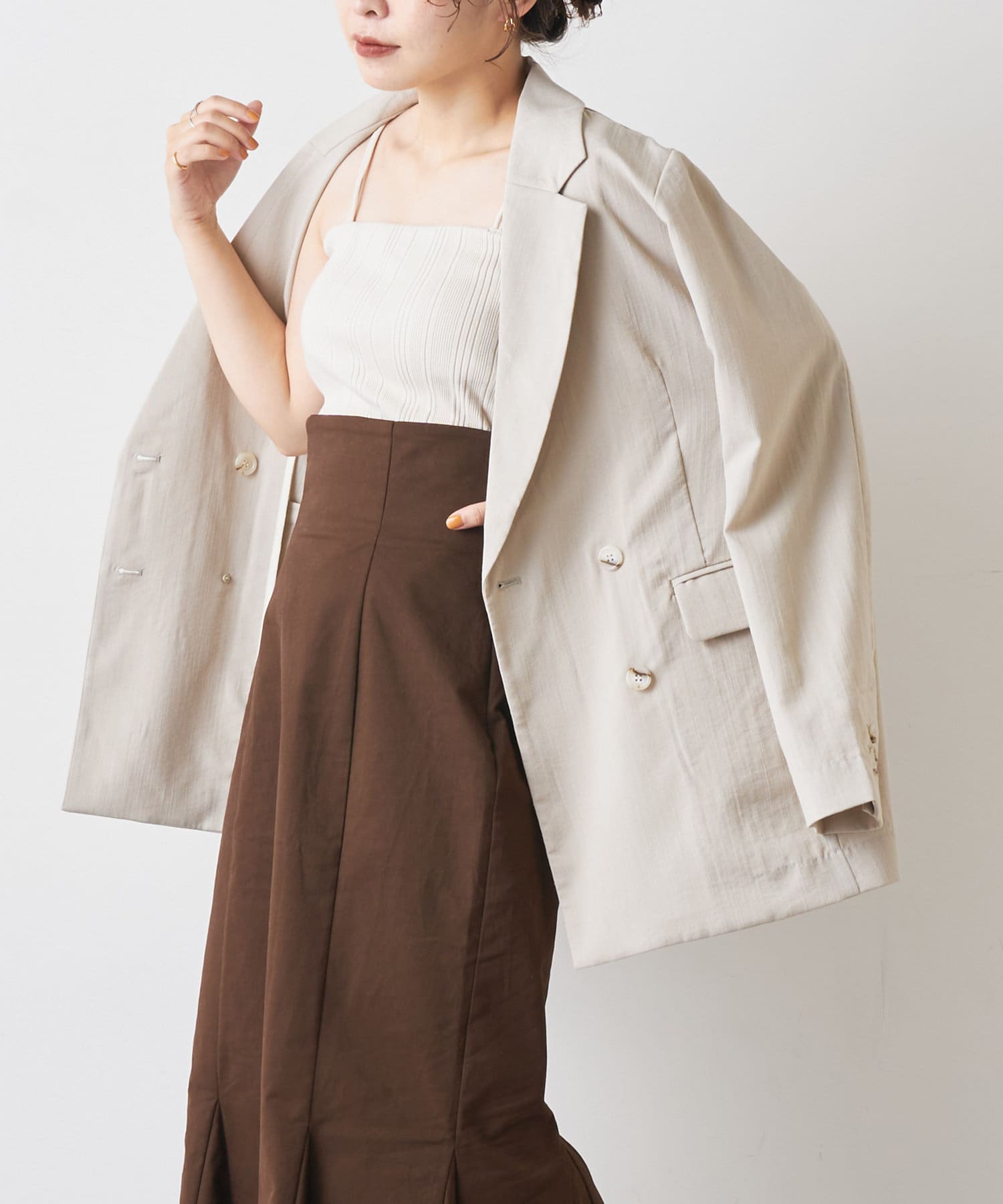 natural couture(ナチュラルクチュール) さらっと着れるリネンライクジャケット