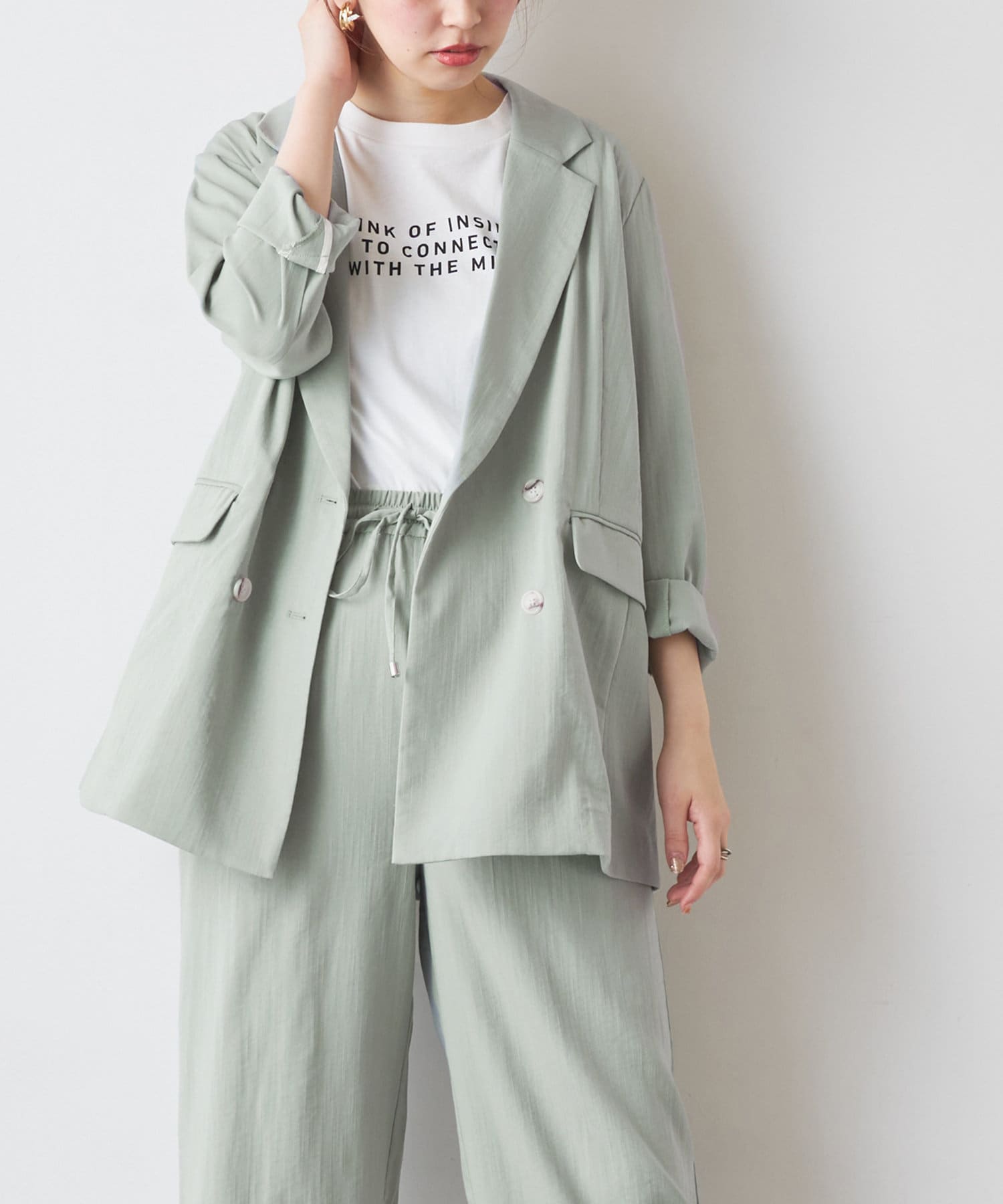 natural couture(ナチュラルクチュール) さらっと着れるリネンライクジャケット