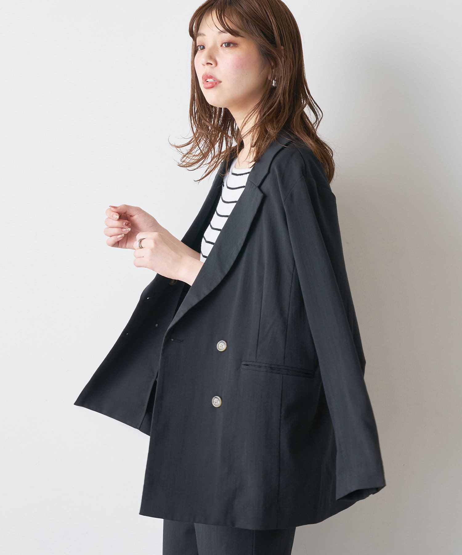 natural couture(ナチュラルクチュール) さらっと着れるリネンライクジャケット