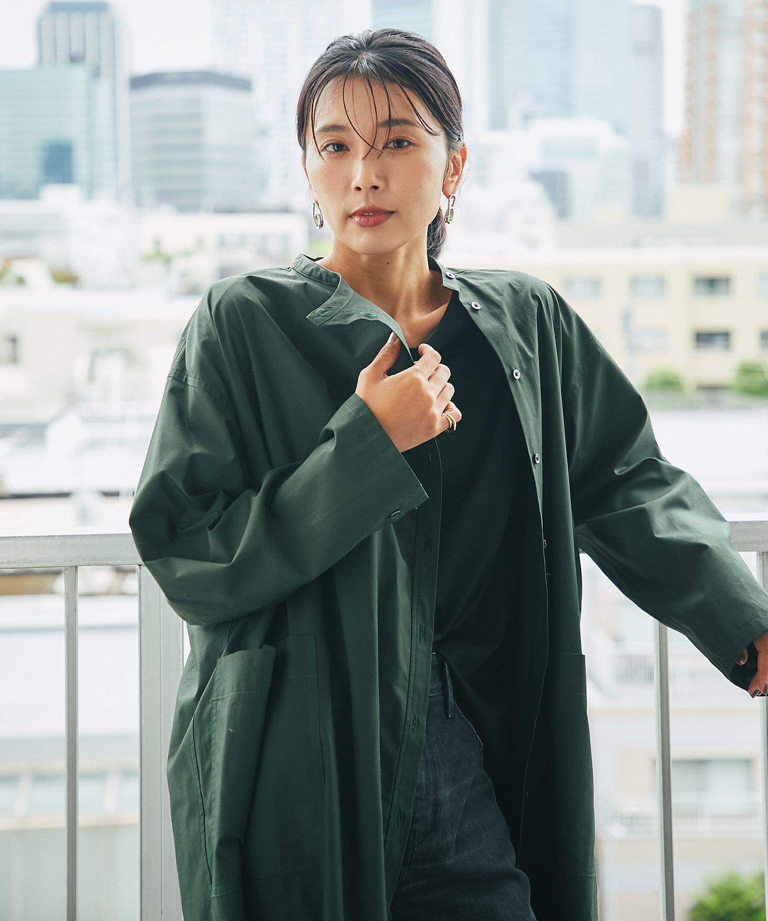 シャツライクな軽さで羽織れる タイプライターシャツコート Rive Droite リヴドロワ レディース Pal Closet パルクローゼット パルグループ公式ファッション通販サイト