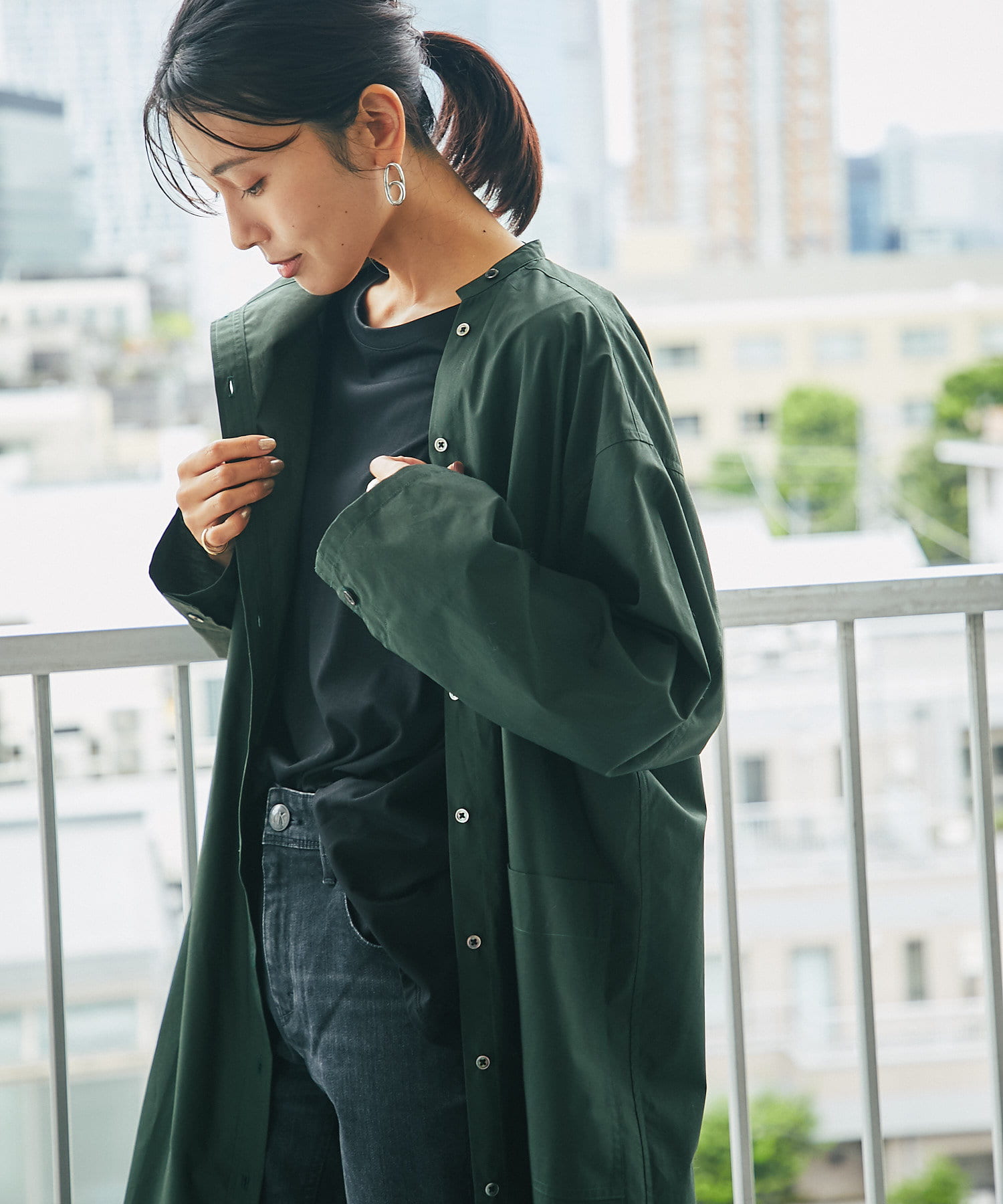 シャツライクな軽さで羽織れる タイプライターシャツコート Rive Droite リヴドロワ レディース Pal Closet パルクローゼット パルグループ公式ファッション通販サイト