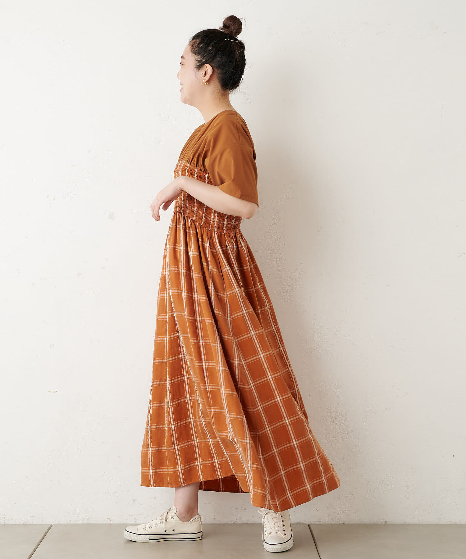 シャーリングチェックワンピース Ear Papillonner イア パピヨネ レディース Pal Closet パルクローゼット パルグループ公式ファッション通販サイト