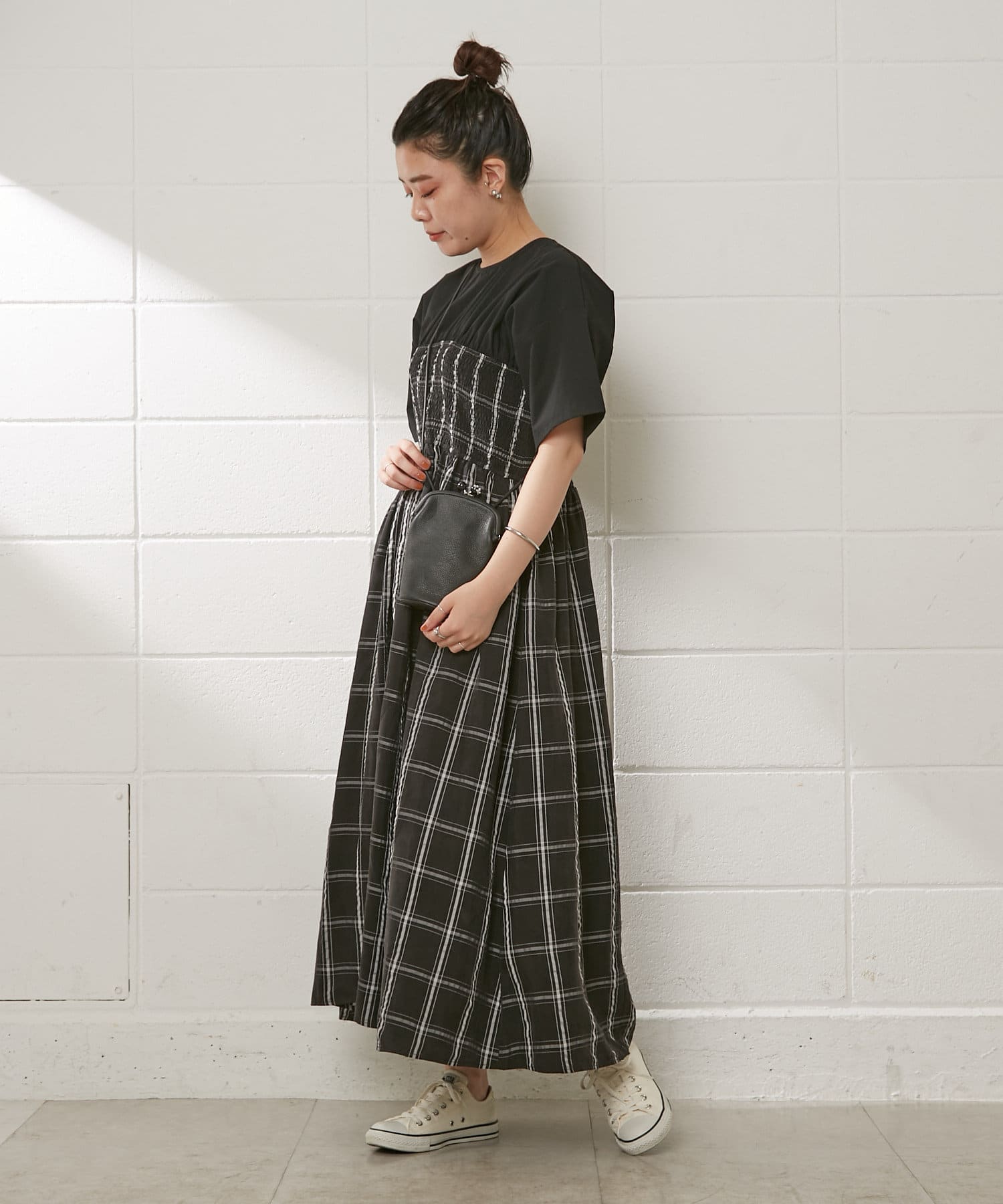 シャーリングチェックワンピース Ear Papillonner イア パピヨネ レディース Pal Closet パルクローゼット パルグループ公式ファッション通販サイト