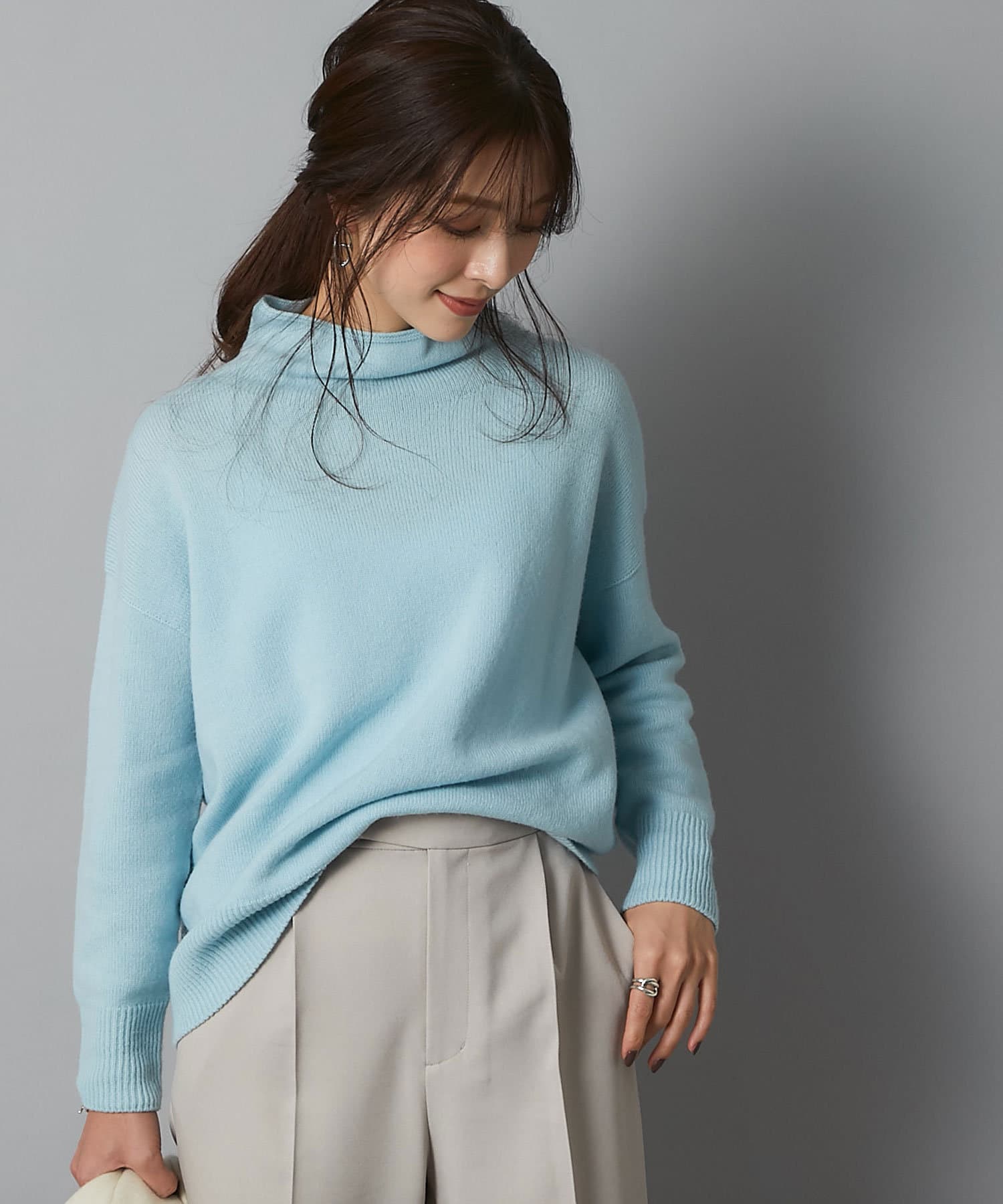 肌を優しく包み込む柔らかな着心地 ウール100ボトルネックニット Rive Droite リヴドロワ レディース Pal Closet パルクローゼット パルグループ公式ファッション通販サイト