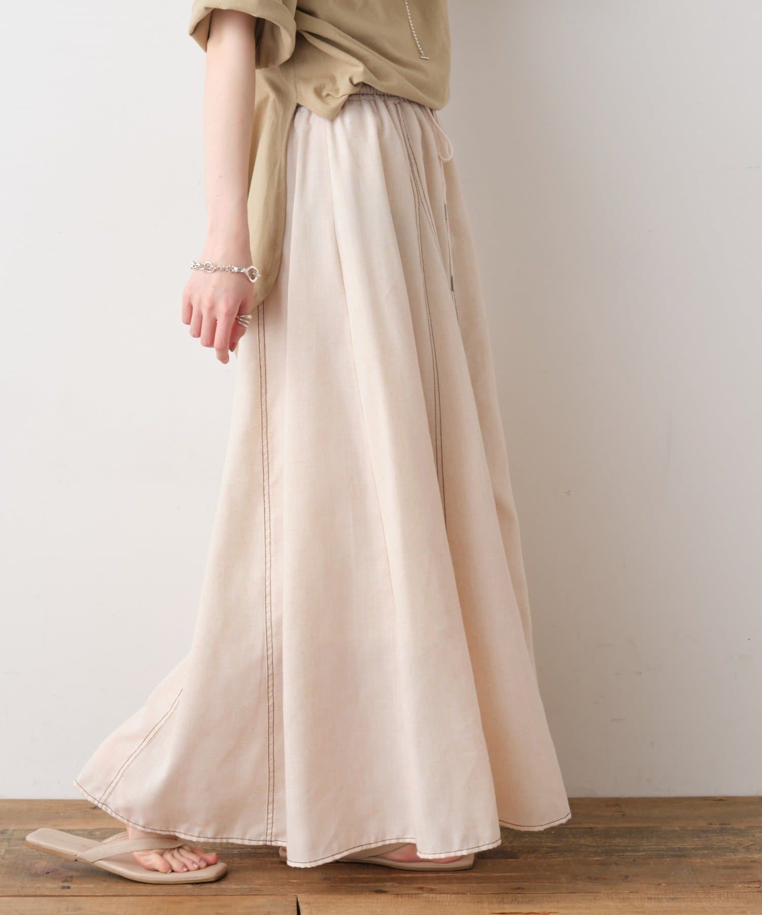 麻混ダブルステッチフレアスカート Ciaopanic Typy チャオパニックティピー レディース Pal Closet パルクローゼット パルグループ公式ファッション通販サイト