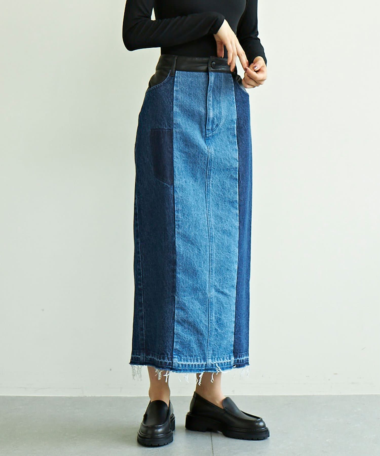 返品不可 リメイクデニムスカート 着画サンプル Style Photo ロングスカート News Elegantsite Gr