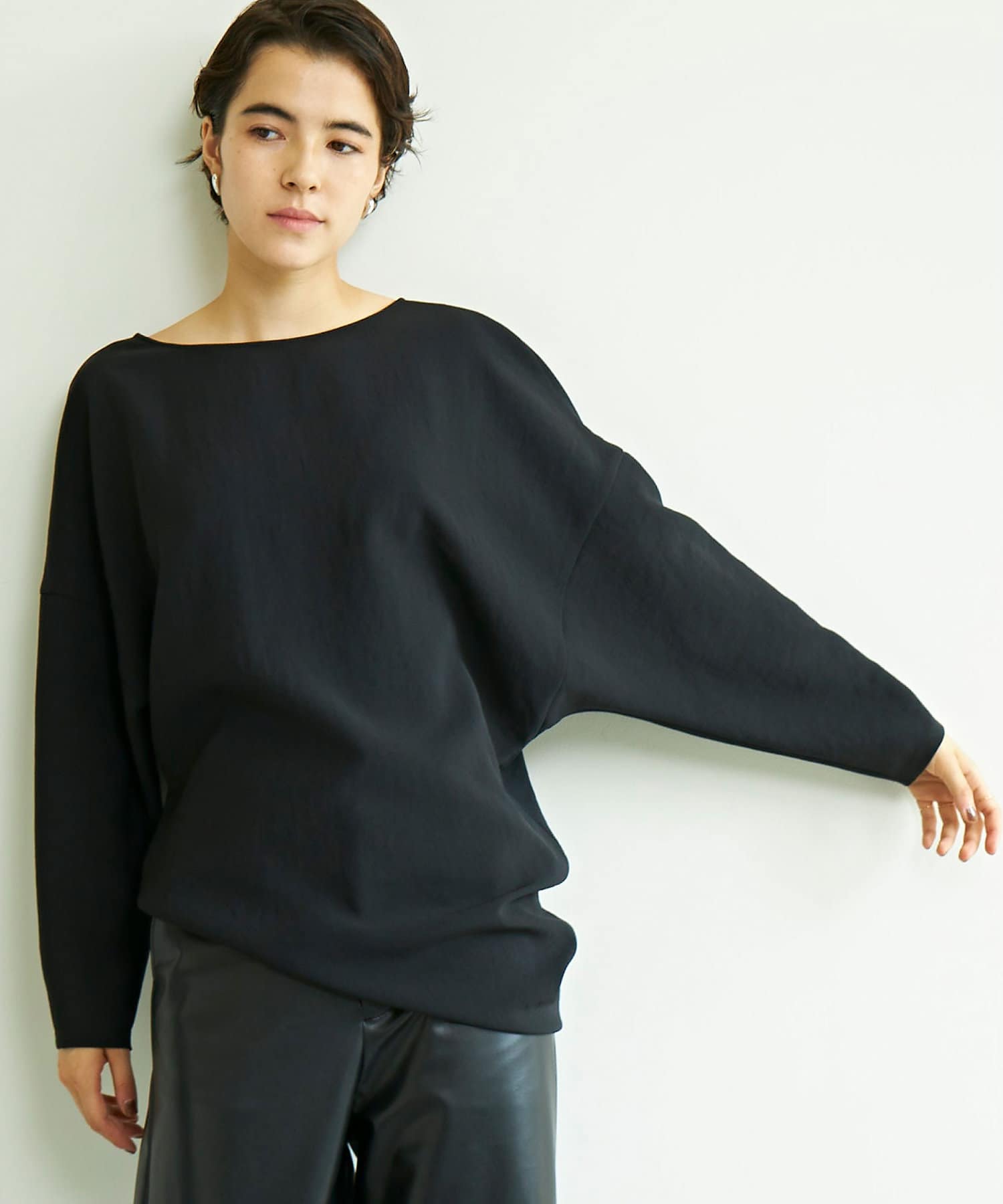 ジャージ袖リブTブラウス/セットアップ可/WEB限定カラー展開