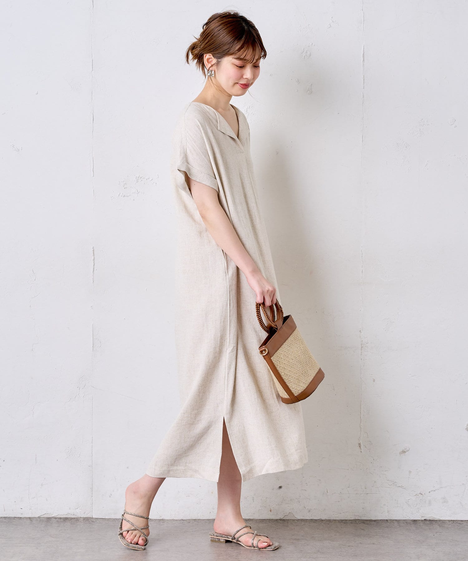 麻レーヨン楽ちんスキッパーワンピース Natural Couture ナチュラルクチュール レディース Pal Closet パルクローゼット パルグループ公式ファッション通販サイト