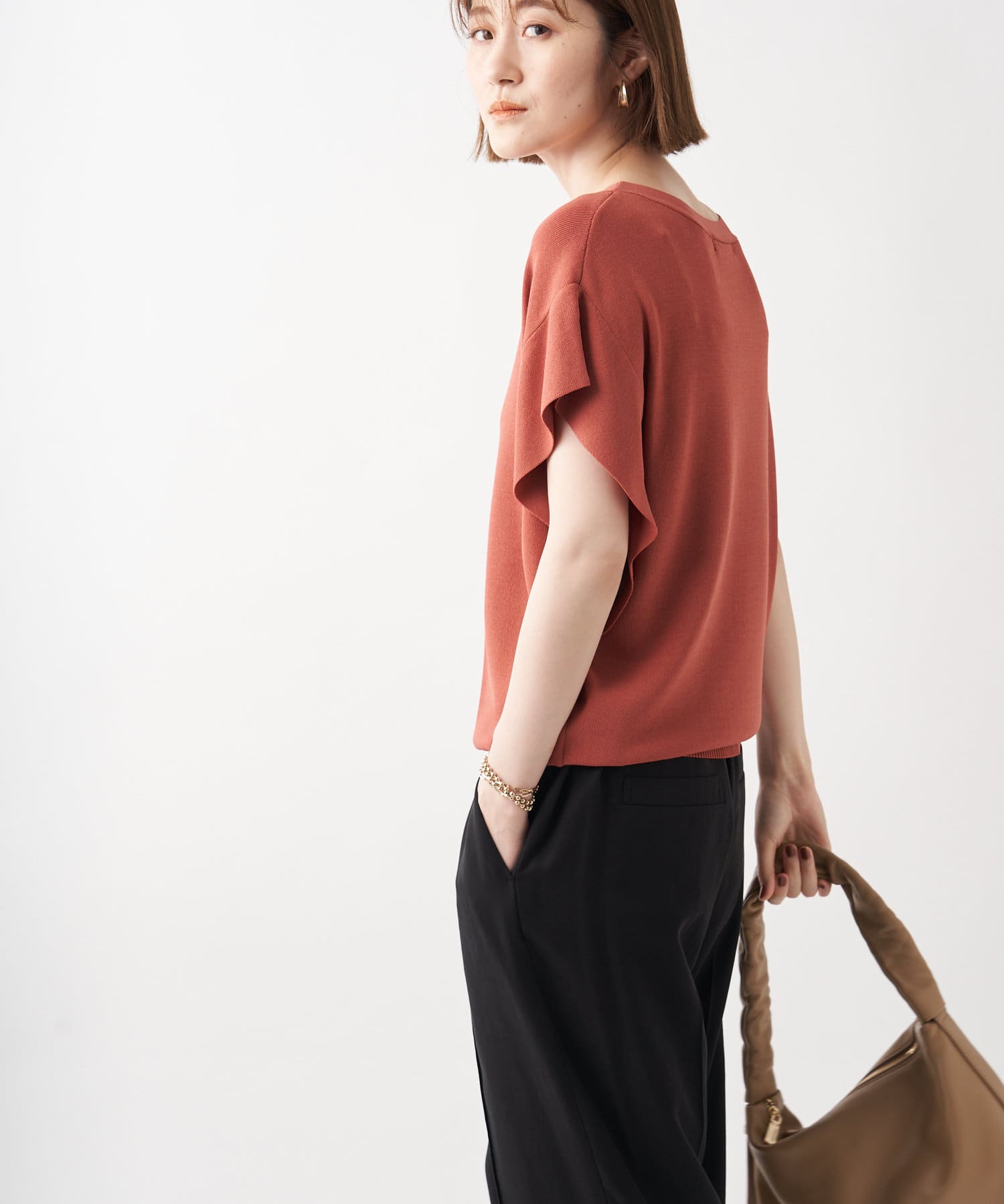 un dix cors(アンディコール) 【ドライタッチで清涼感の着心地】ワイドスリーブニット