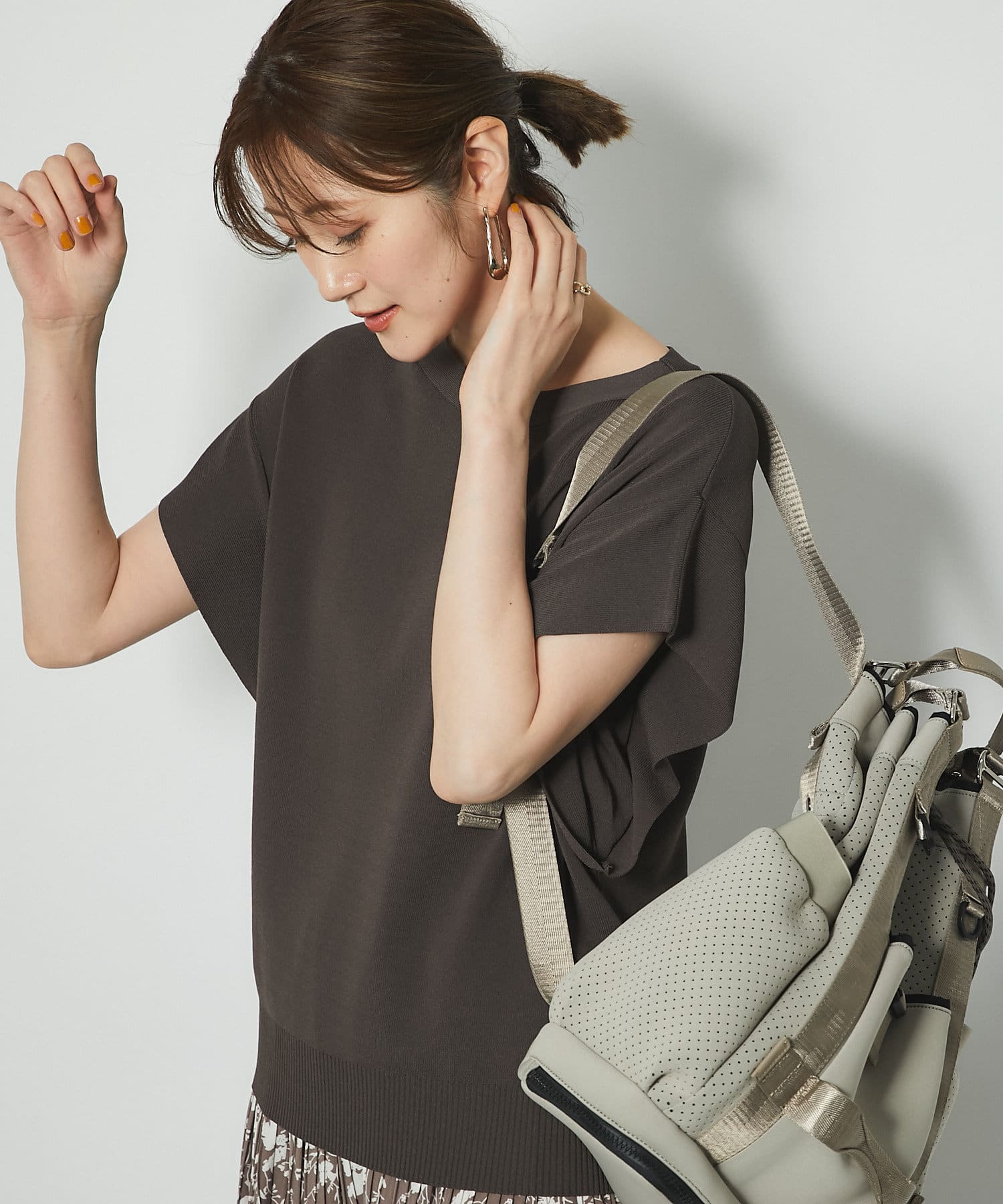 un dix cors(アンディコール) 【ドライタッチで清涼感の着心地】ワイドスリーブニット