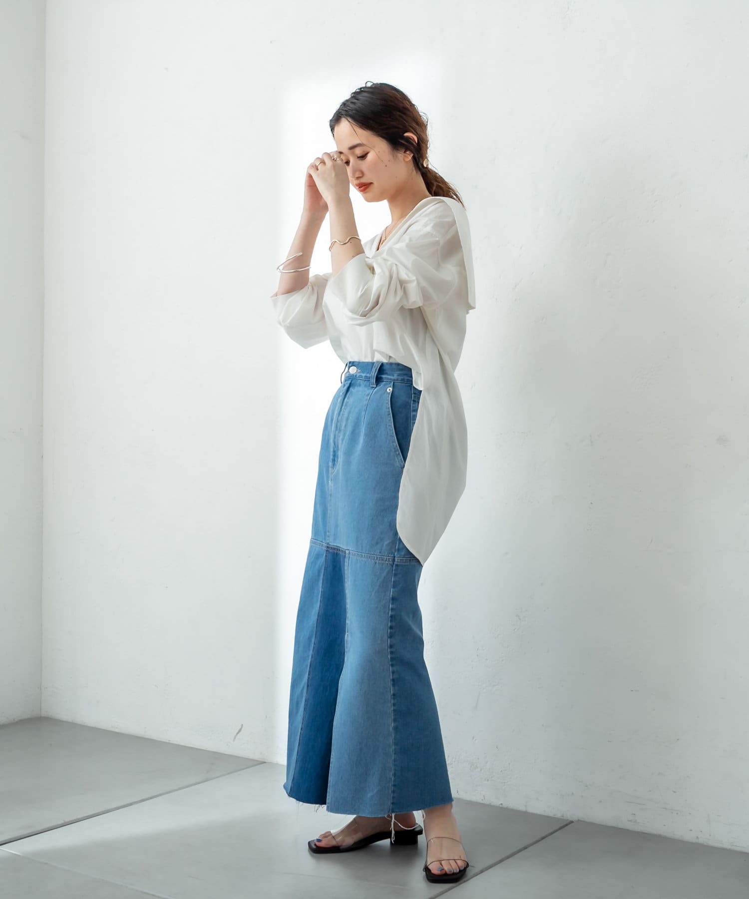 MOONレーザーデニム ロングスカート • Marine Serre
