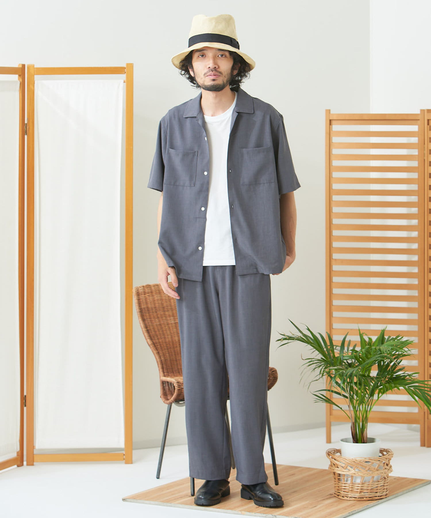 2点セット 開襟ロングパンツセットアップ Cpcm シーピーシーエム メンズ Pal Closet パルクローゼット パルグループ公式ファッション通販サイト