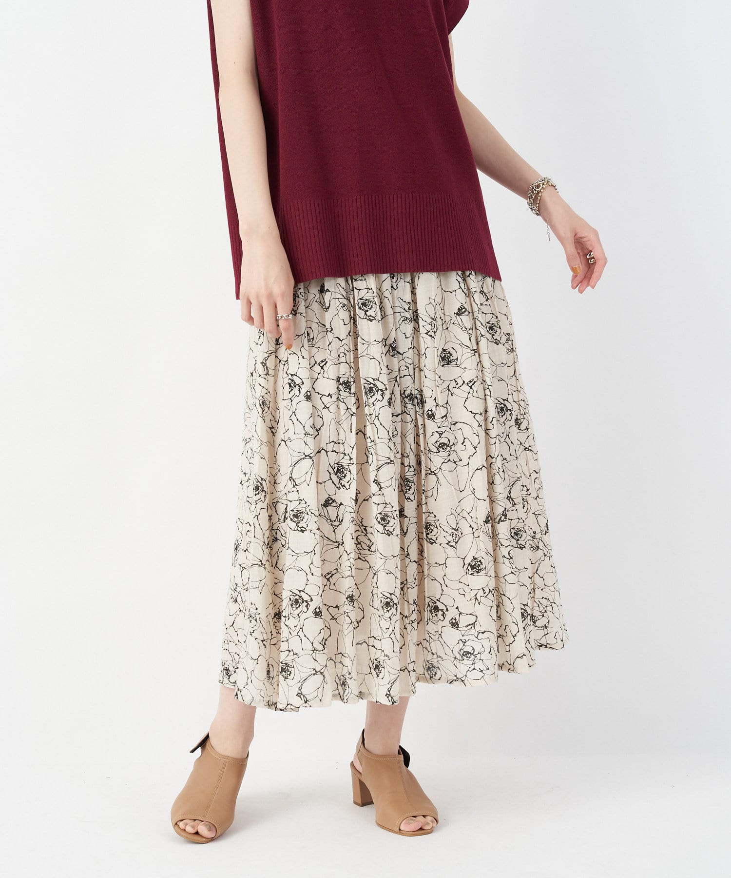 ふわっと広がるフェミニンなシルエット 線タッチフラワーギャザースカート Un Dix Cors アンディコール レディース Pal Closet パルクローゼット パルグループ公式ファッション通販サイト