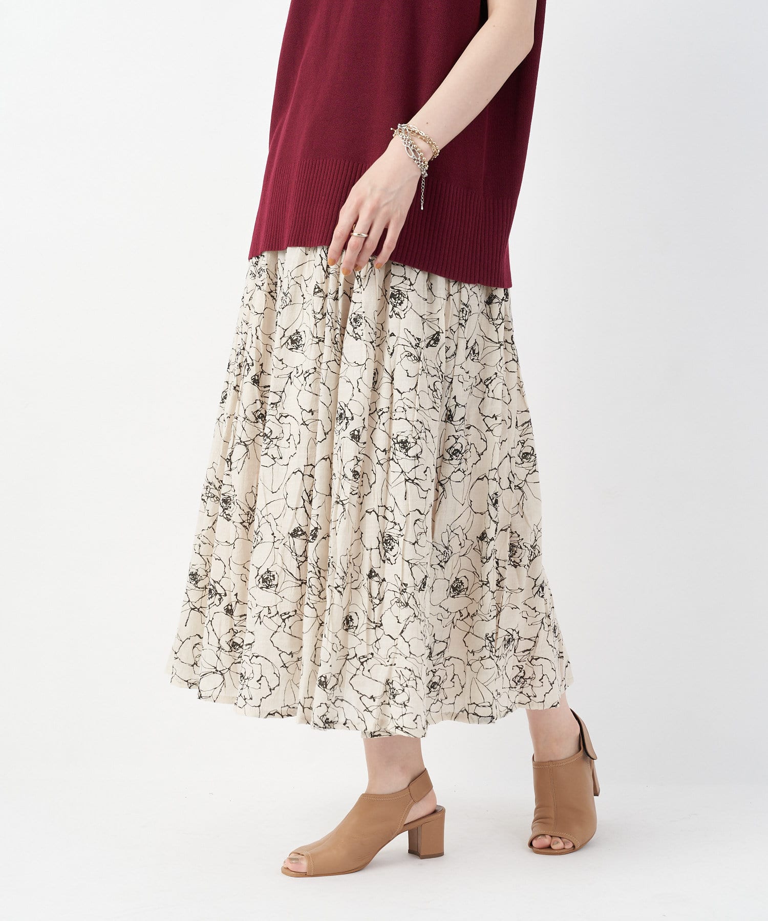 ふわっと広がるフェミニンなシルエット 線タッチフラワーギャザースカート Un Dix Cors アンディコール レディース Pal Closet パルクローゼット パルグループ公式ファッション通販サイト