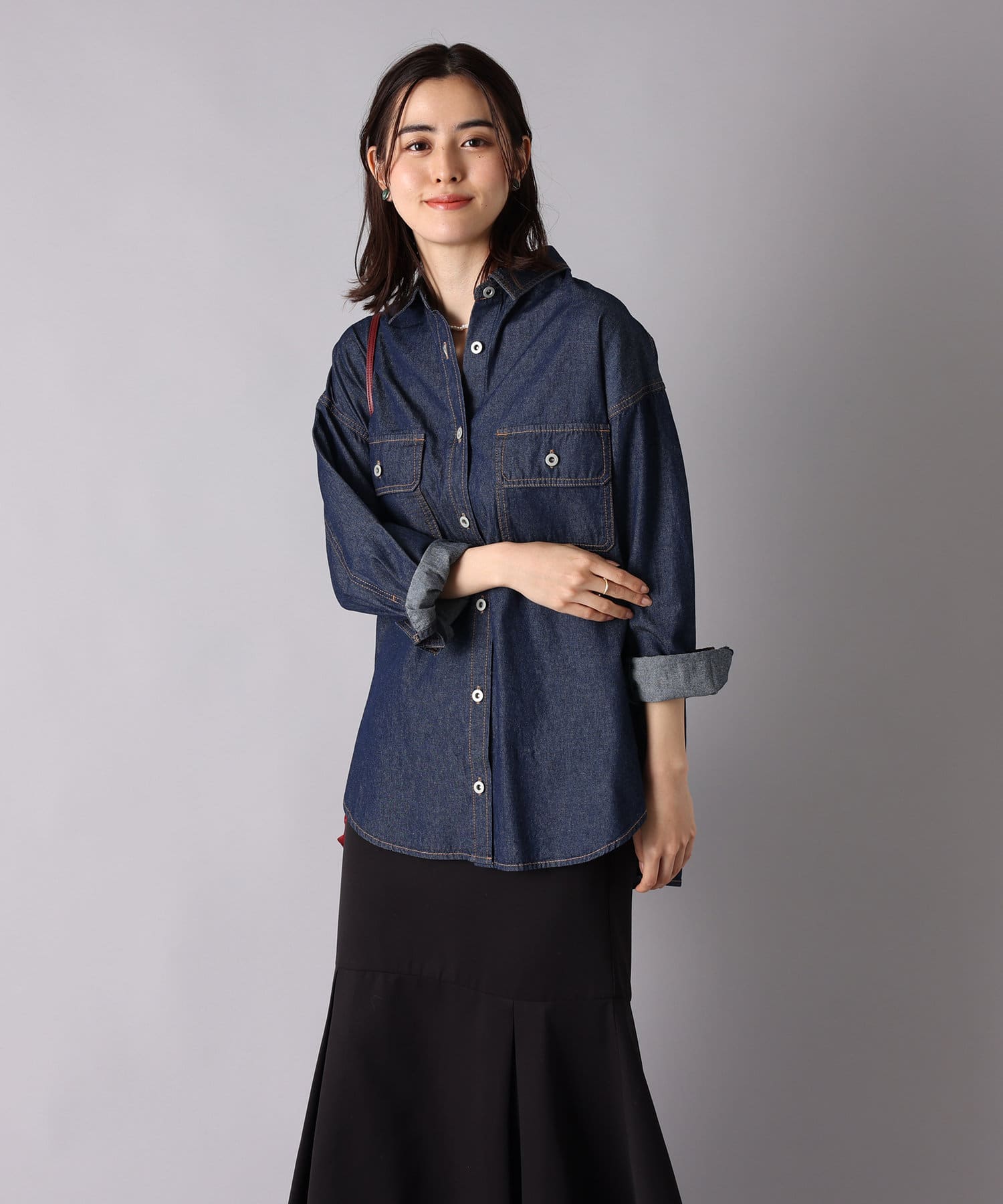 un dix cors(アンディコール) 【ロングシーズン着まわせる】ライトデニムビッグシャツ