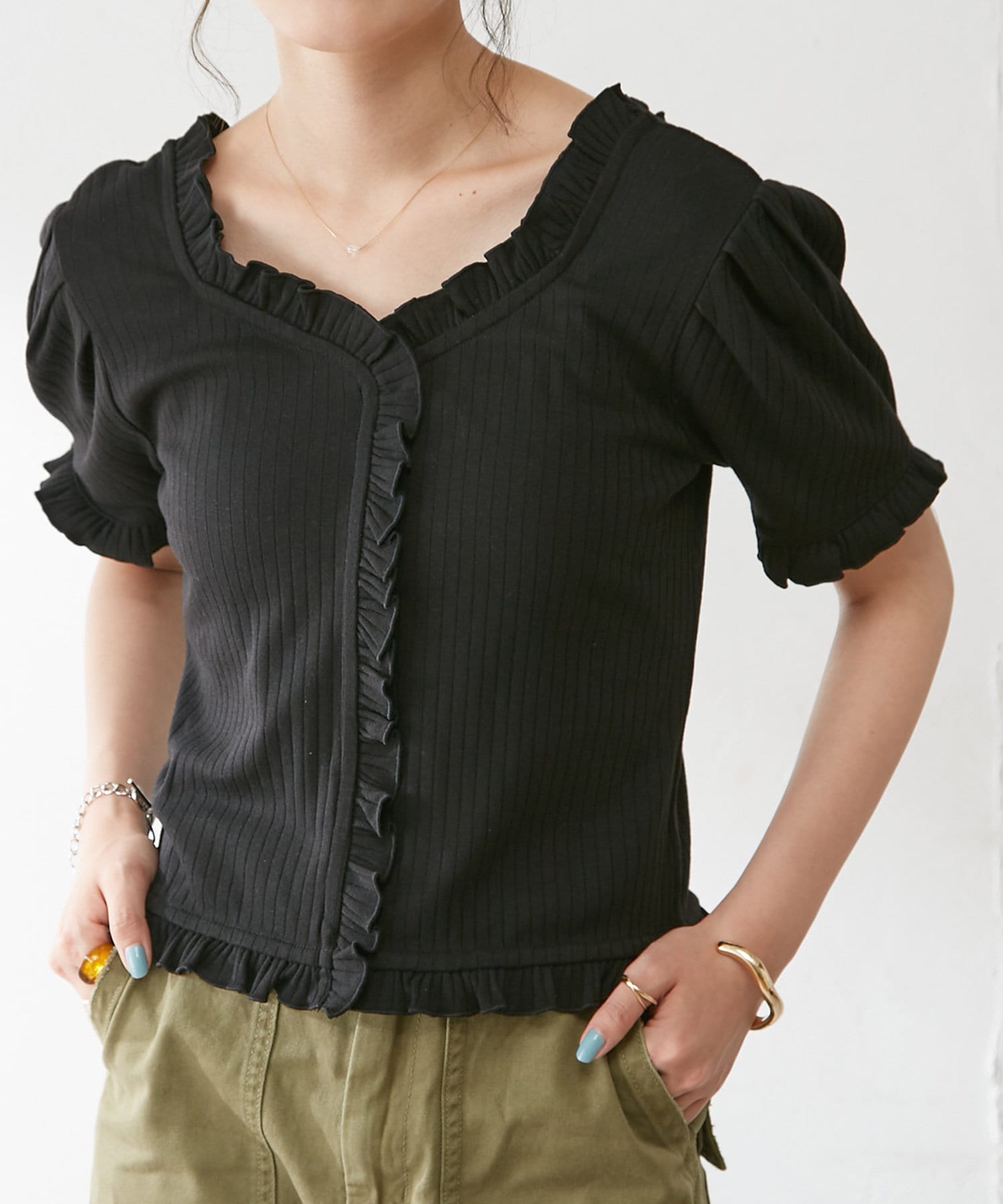 リブフリルプルオーバー Discoat ディスコート レディース Pal Closet パルクローゼット パルグループ公式ファッション通販サイト