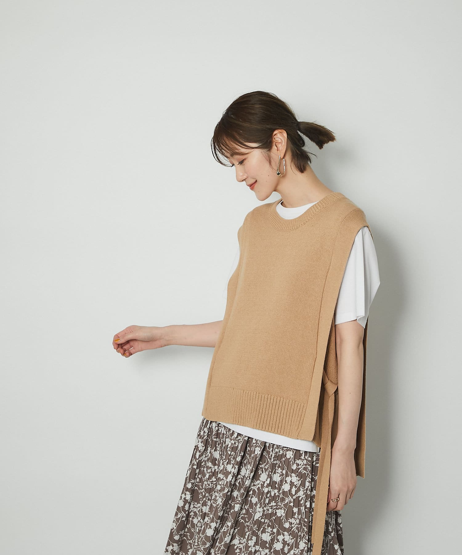 ニットセーター ニットベスト Sサイズ グレー ベスト レイヤード レディース ハイクオリティ ベスト