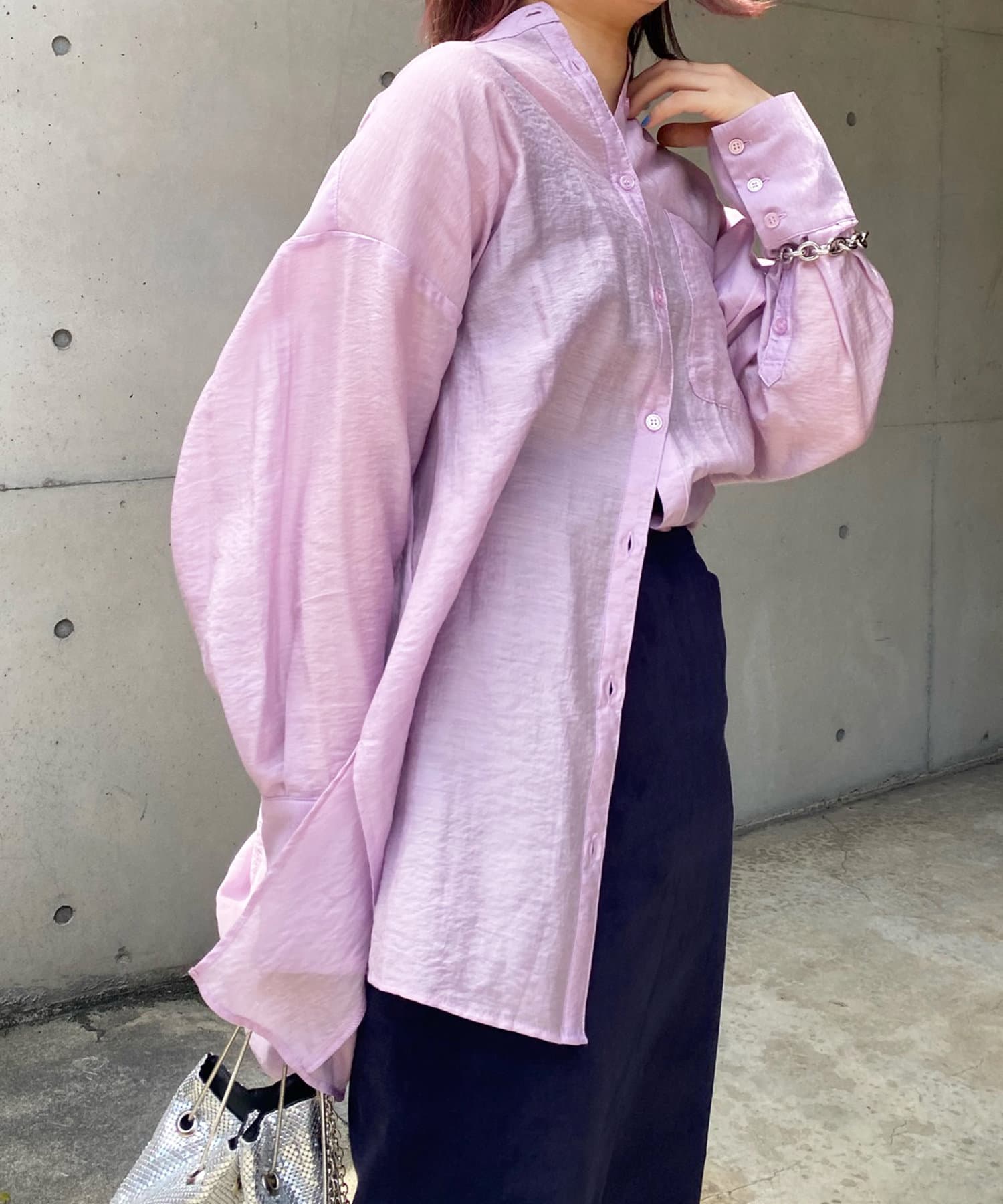 新品　DouDou ピンク 半袖　シャツ シアー　ブラウス DouDou ショート丈シアーシャツ ピンク 長袖 ブラウス｜Yahoo
