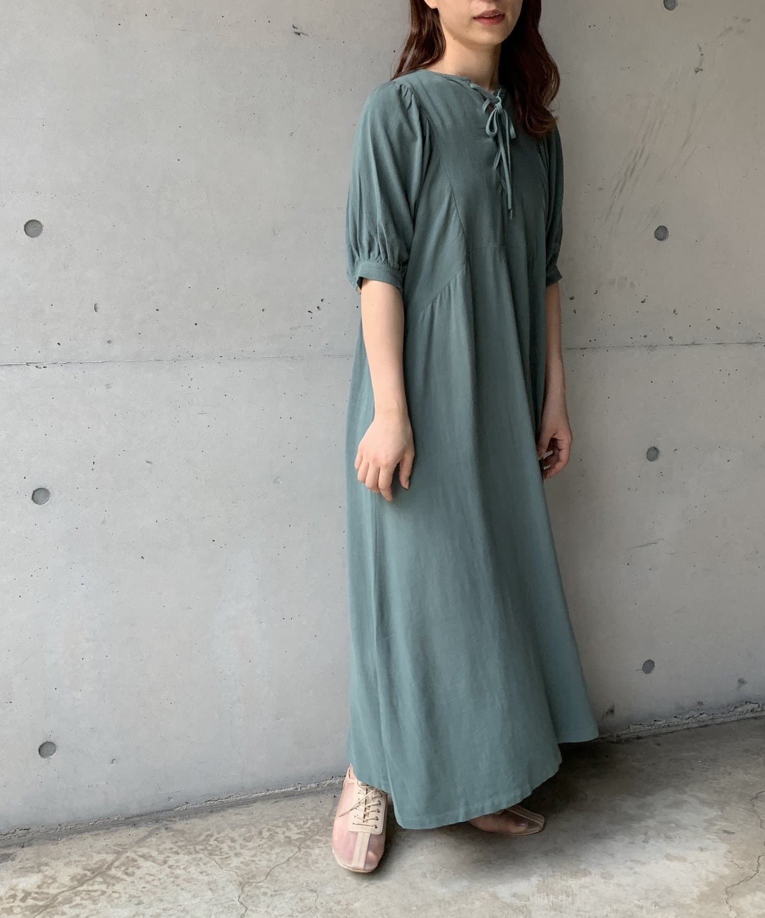 レースアップ5分袖綿麻ワンピース Thevon ゼヴォン レディース Pal Closet パルクローゼット パルグループ公式ファッション 通販サイト