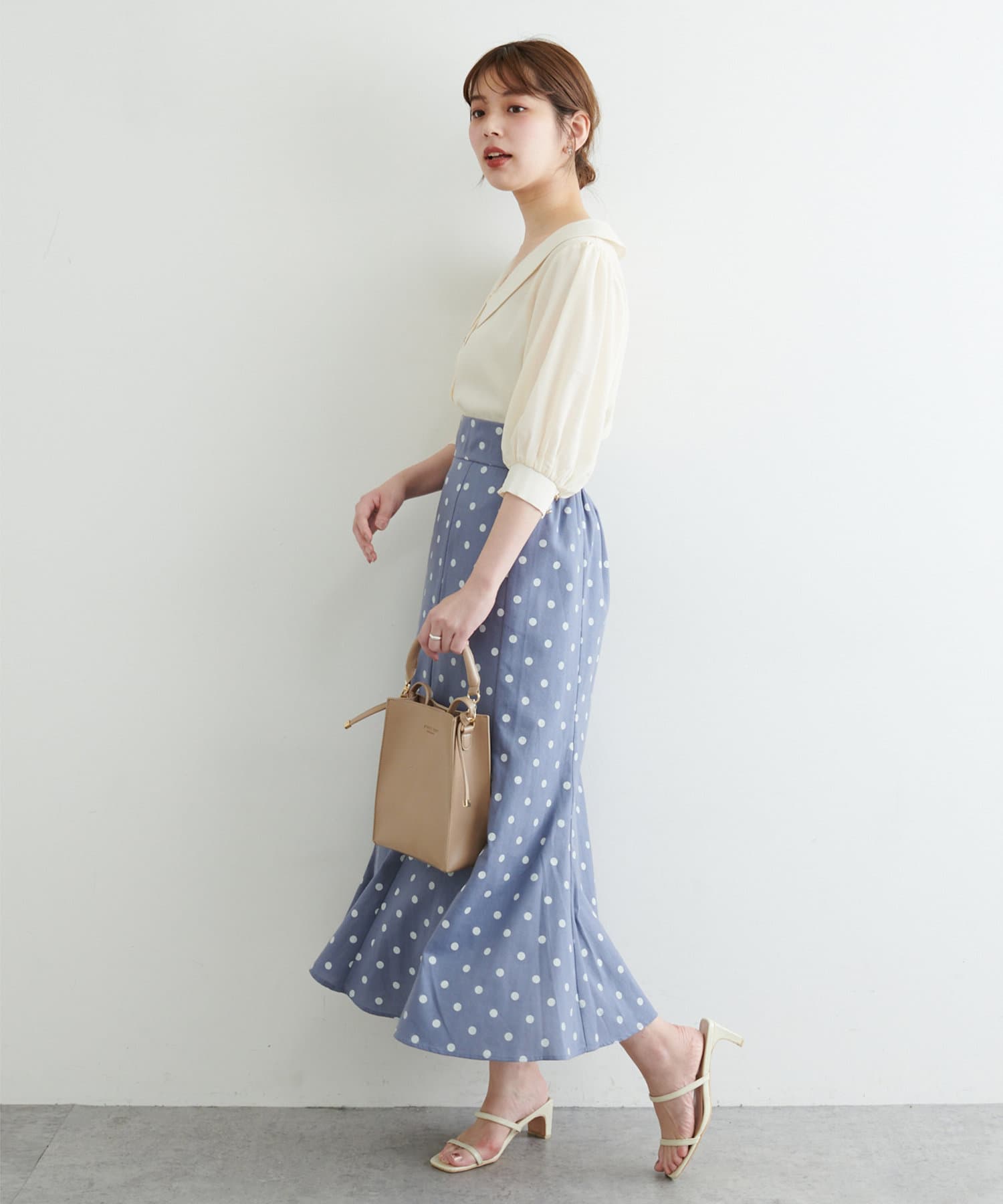 natural couture(ナチュラルクチュール) 【着用動画】WEB限定カラー有り】osono長さ変えられる綿麻ドットスカート