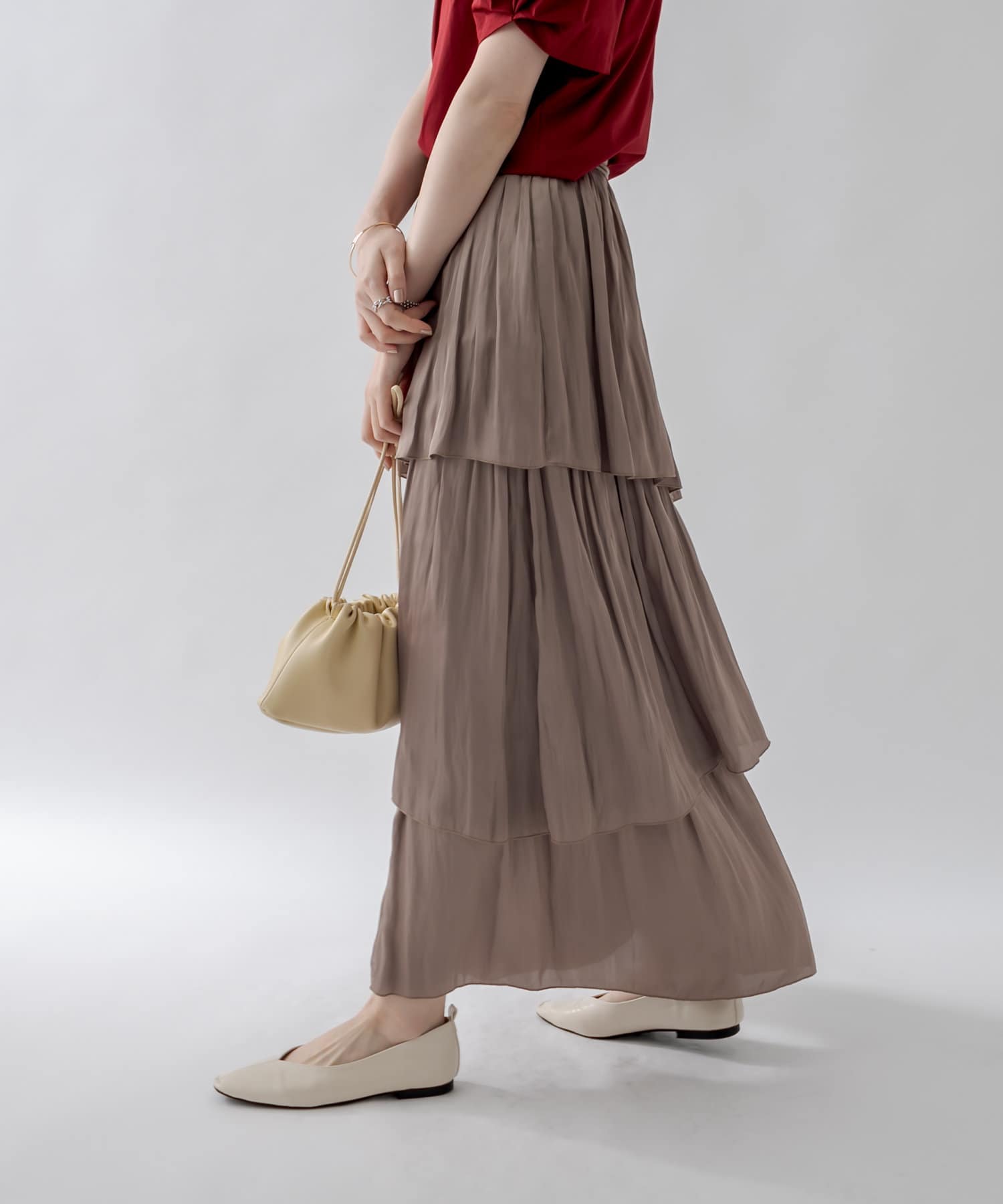 un dix cors(アンディコール) 【お洒落に差をつける主役級アイテム】割繊ティアードマキシスカート