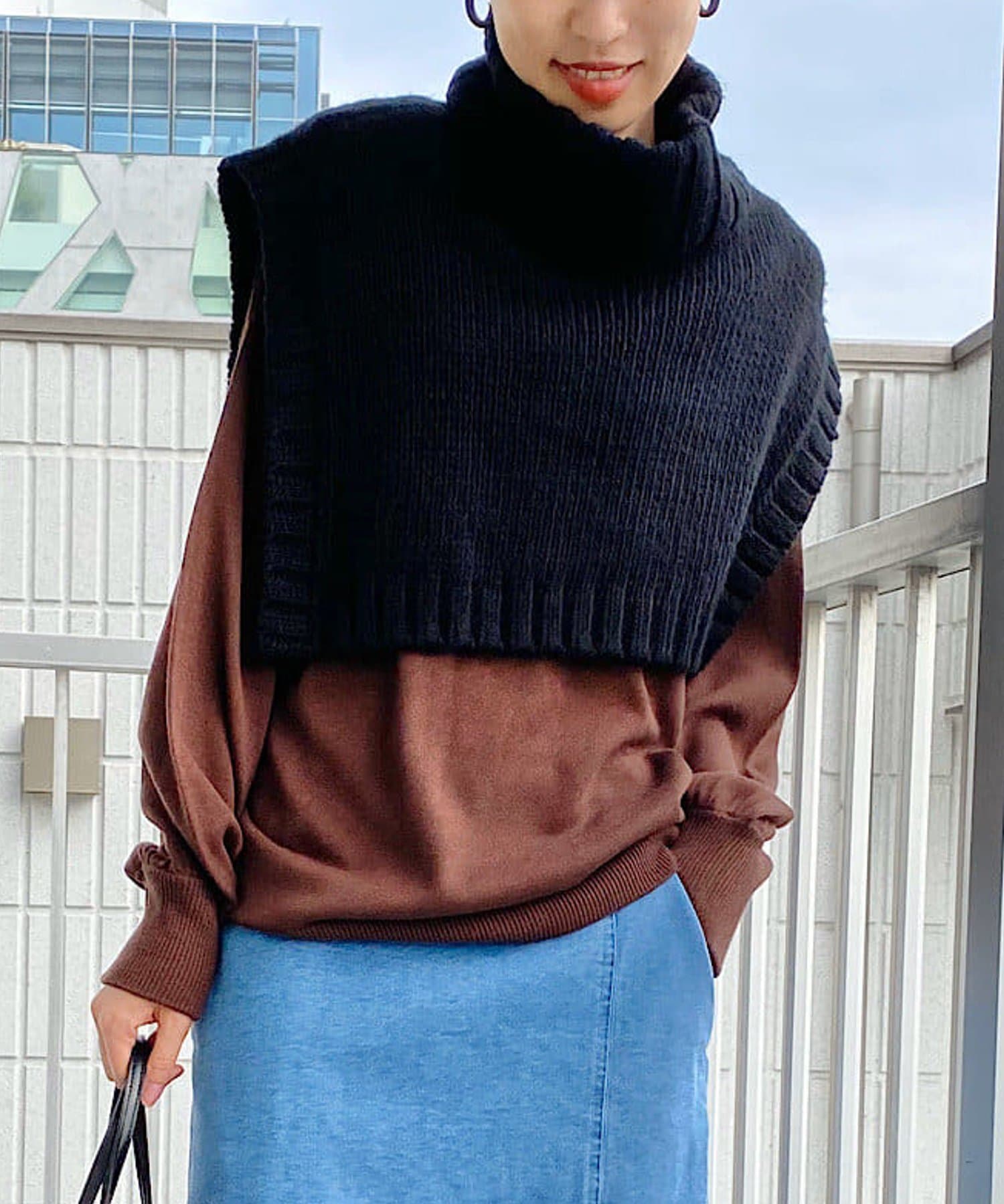 un dix cors(アンディコール) ここでしか手に入らない【WEB限定】タートルベスト付きクループルオーバー