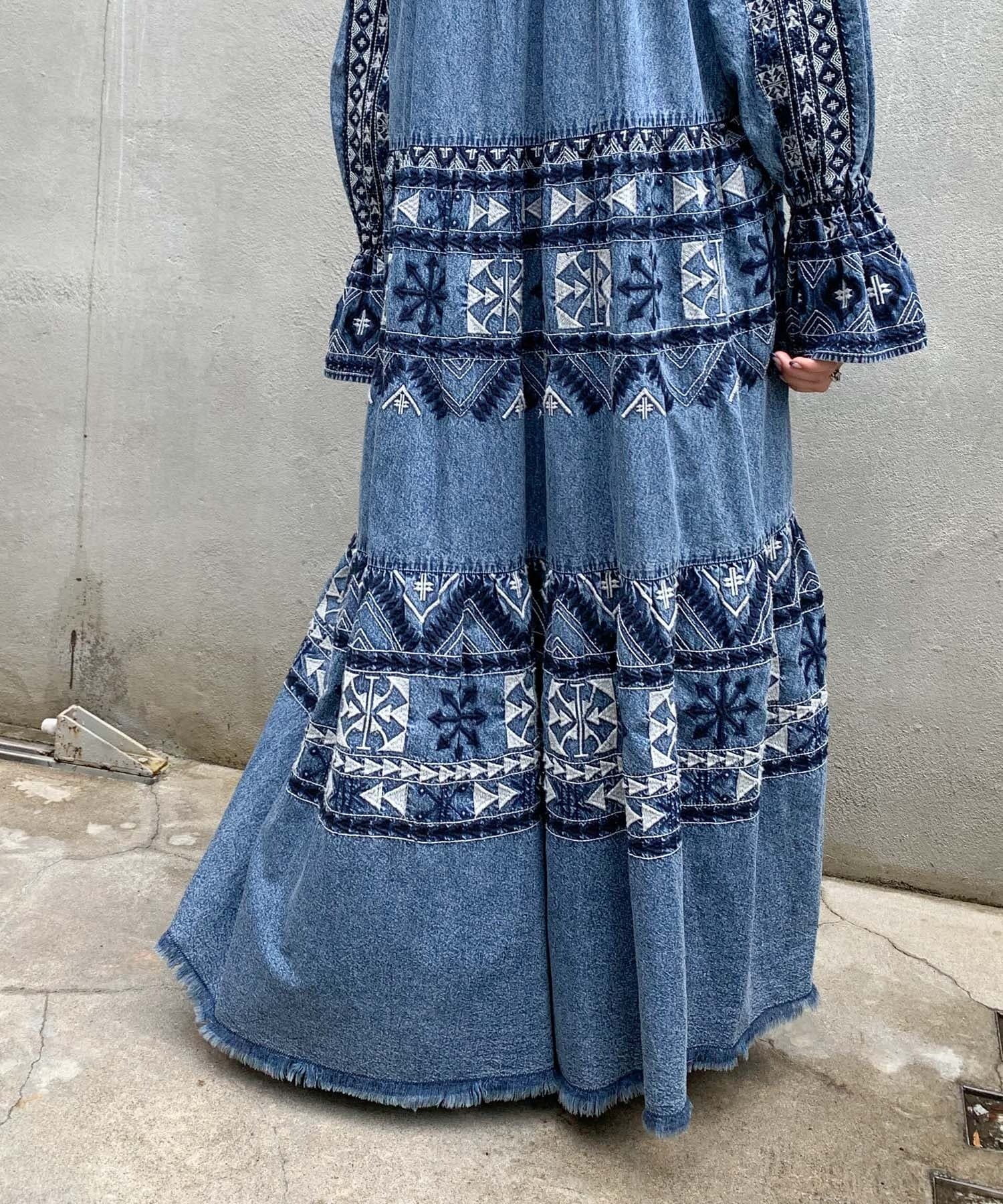 Indiaデニム刺繍ロングワンピース Ciaopanic Typy チャオパニックティピー レディース Pal Closet パルクローゼット パルグループ公式ファッション通販サイト