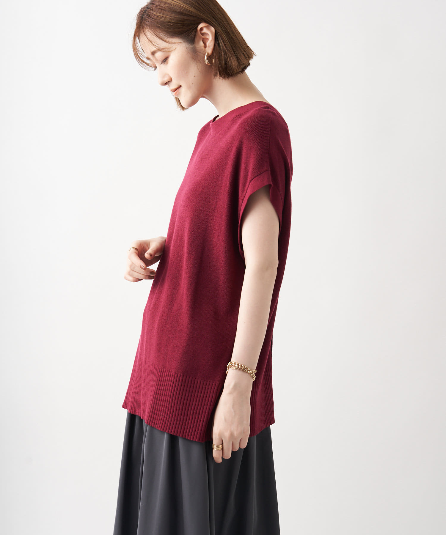 un dix cors(アンディコール) 【便利な着回しトップス】2WAY UVバック釦ニット