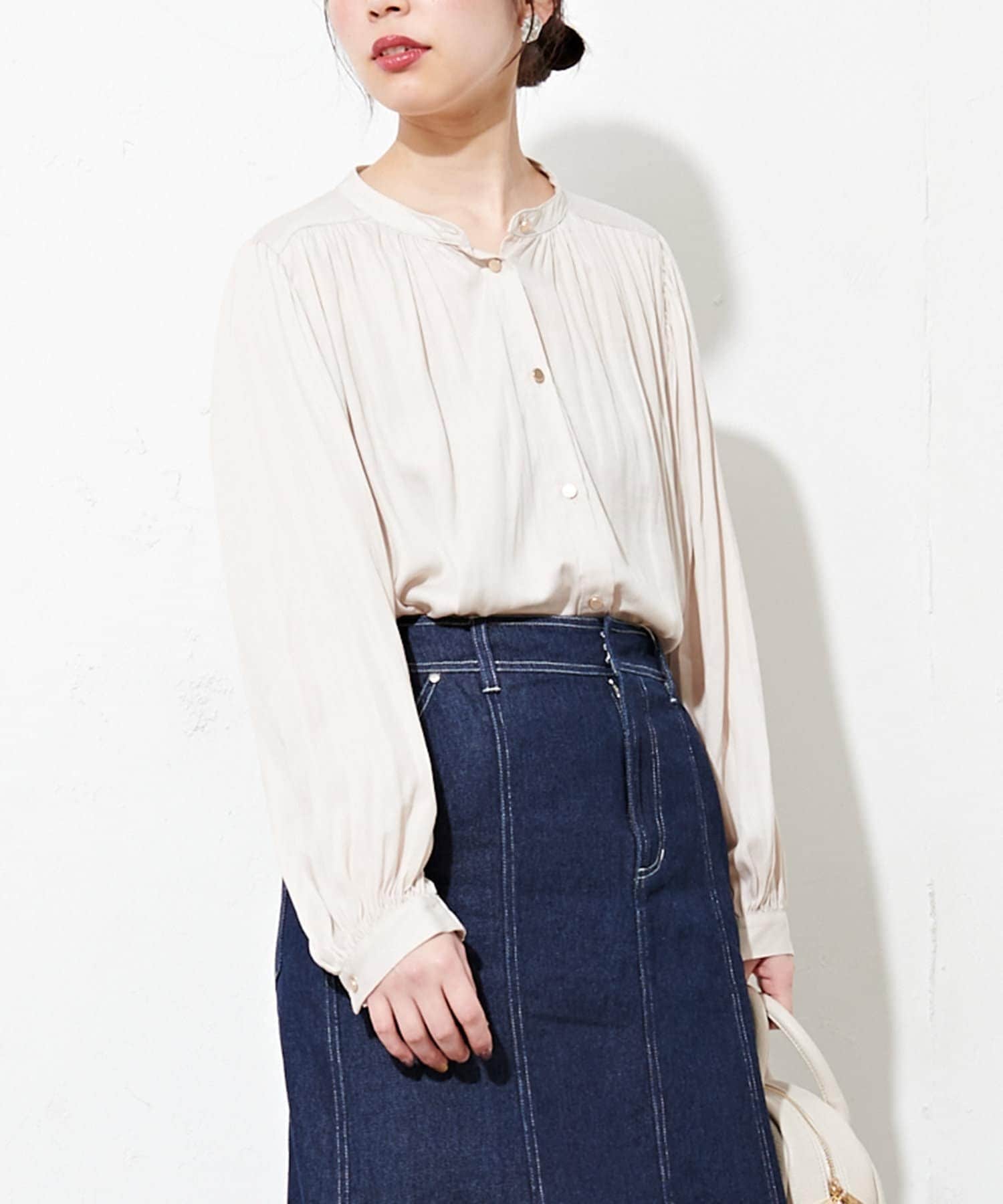 イエナ／美品❤️マットサテンとろみチュニックロングブラウス ライトグレー 楽天市場】3color レディース サテンブラウス マットサテン