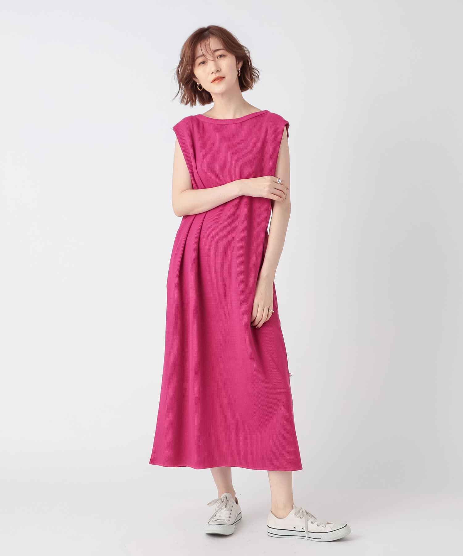 心地良い着心地 ポリエステルコットンワッフルショルダータックワンピース Rive Droite リヴドロワ ライフスタイル Pal Closet パルクローゼット パルグループ公式ファッション通販サイト