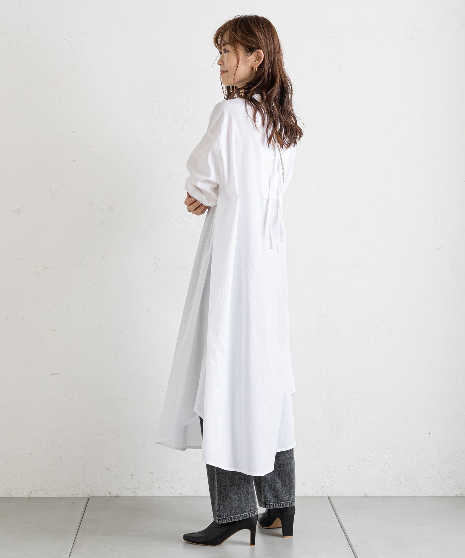 タック入りレースアップシャツワンピース | prose verse(プロズ