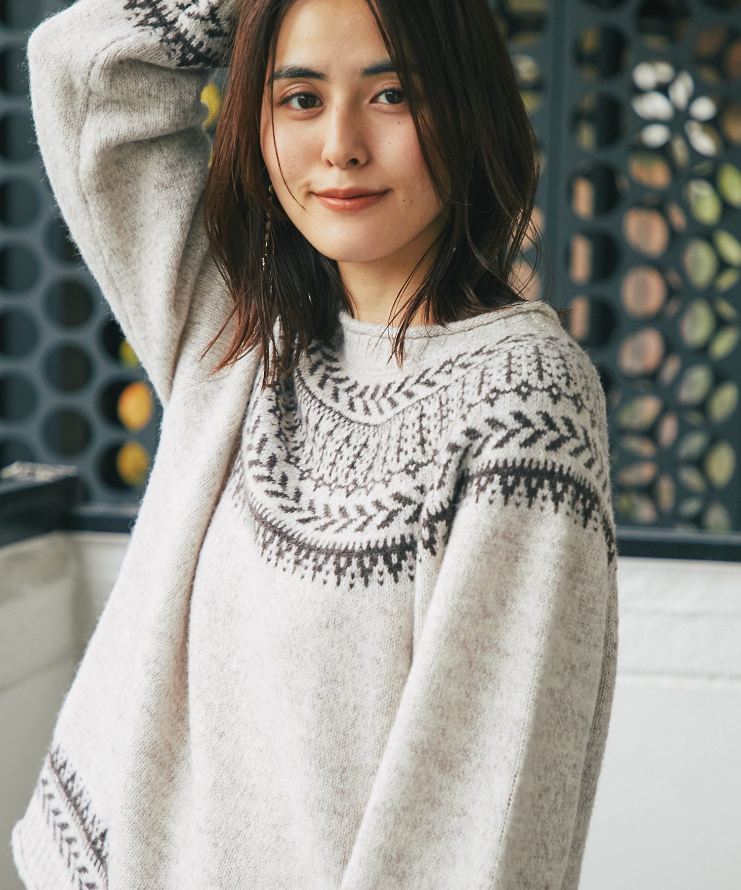 un dix cors(アンディコール) 【冬の定番】求心柄ニットプルオーバー