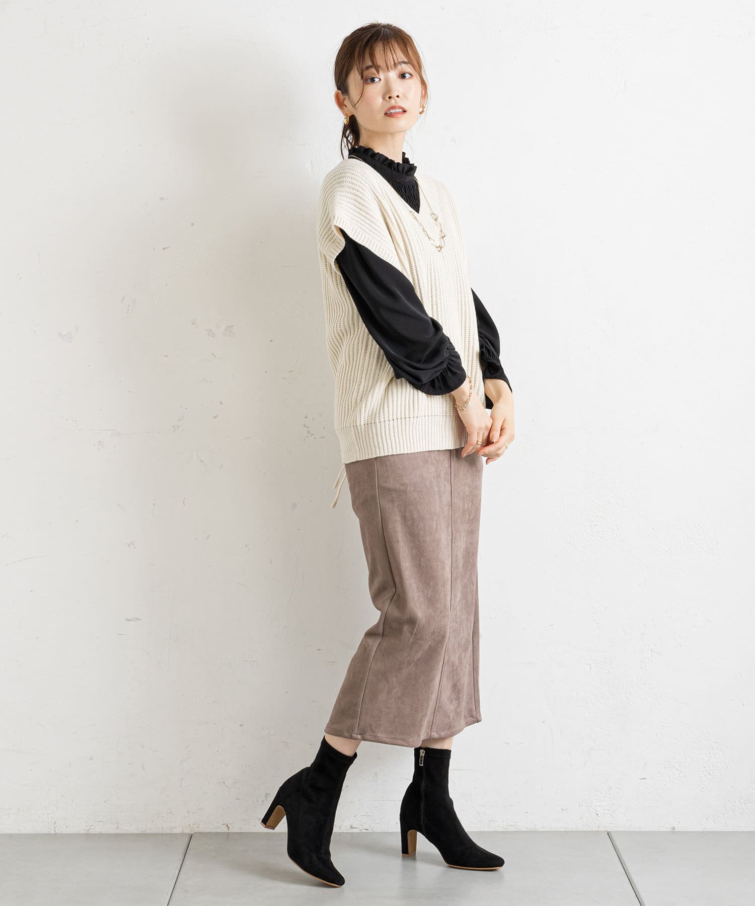 prose verse(プロズヴェール) バックレースアップニットベスト