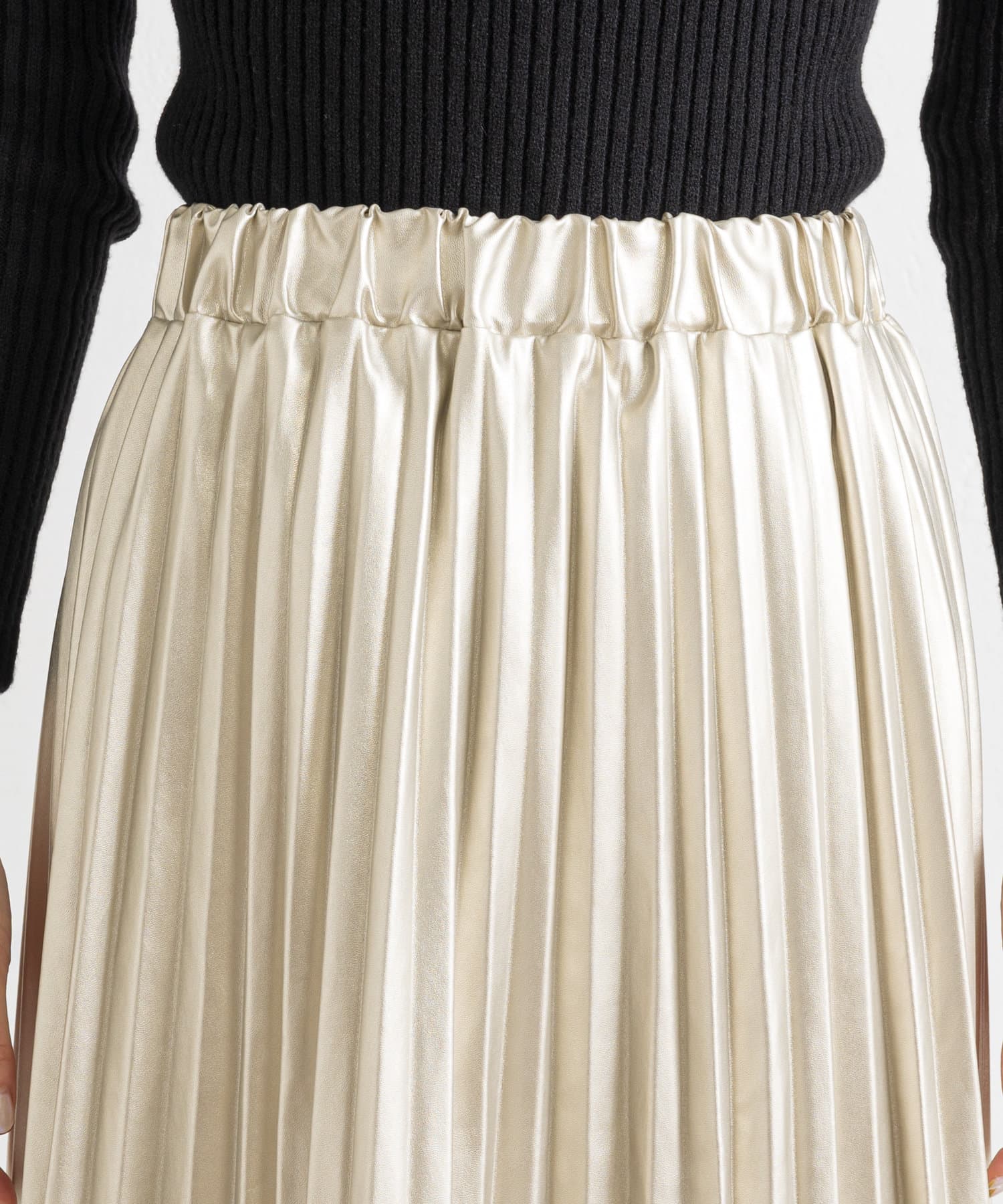 prose verse(プロズヴェール) 【ウエストゴム仕様】エコレザープリーツスカート