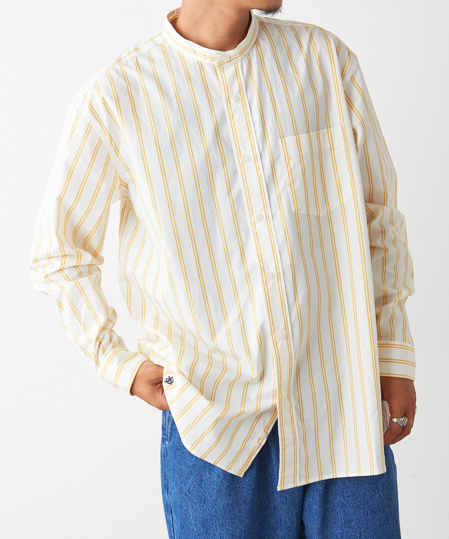 カラーストライプビックバンドカラーシャツ Discoat ディスコート メンズ Pal Closet パルクローゼット パルグループ公式ファッション通販サイト