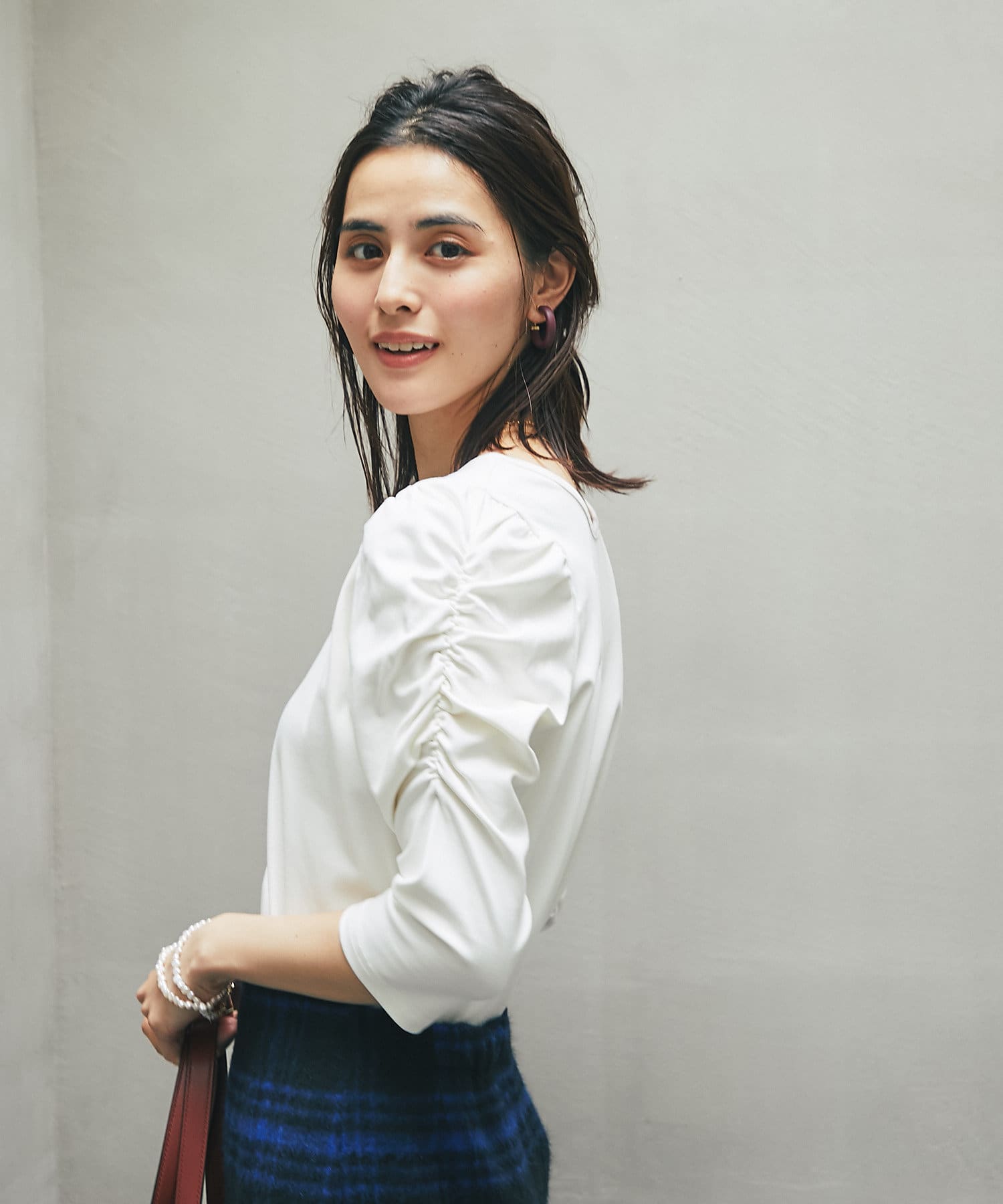 un dix cors(アンディコール) 【平野マユさん着用】2WAY袖ボリュームカットソー