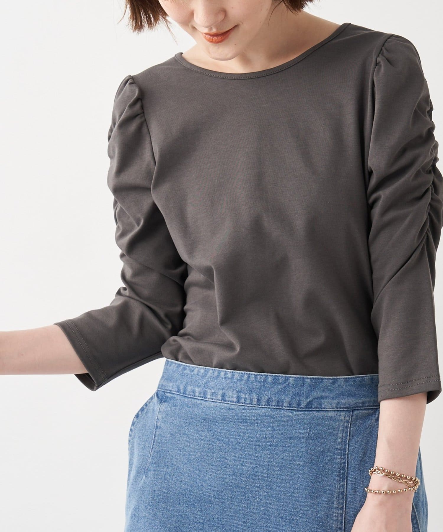 un dix cors(アンディコール) 【平野マユさん着用】2WAY袖ボリュームカットソー