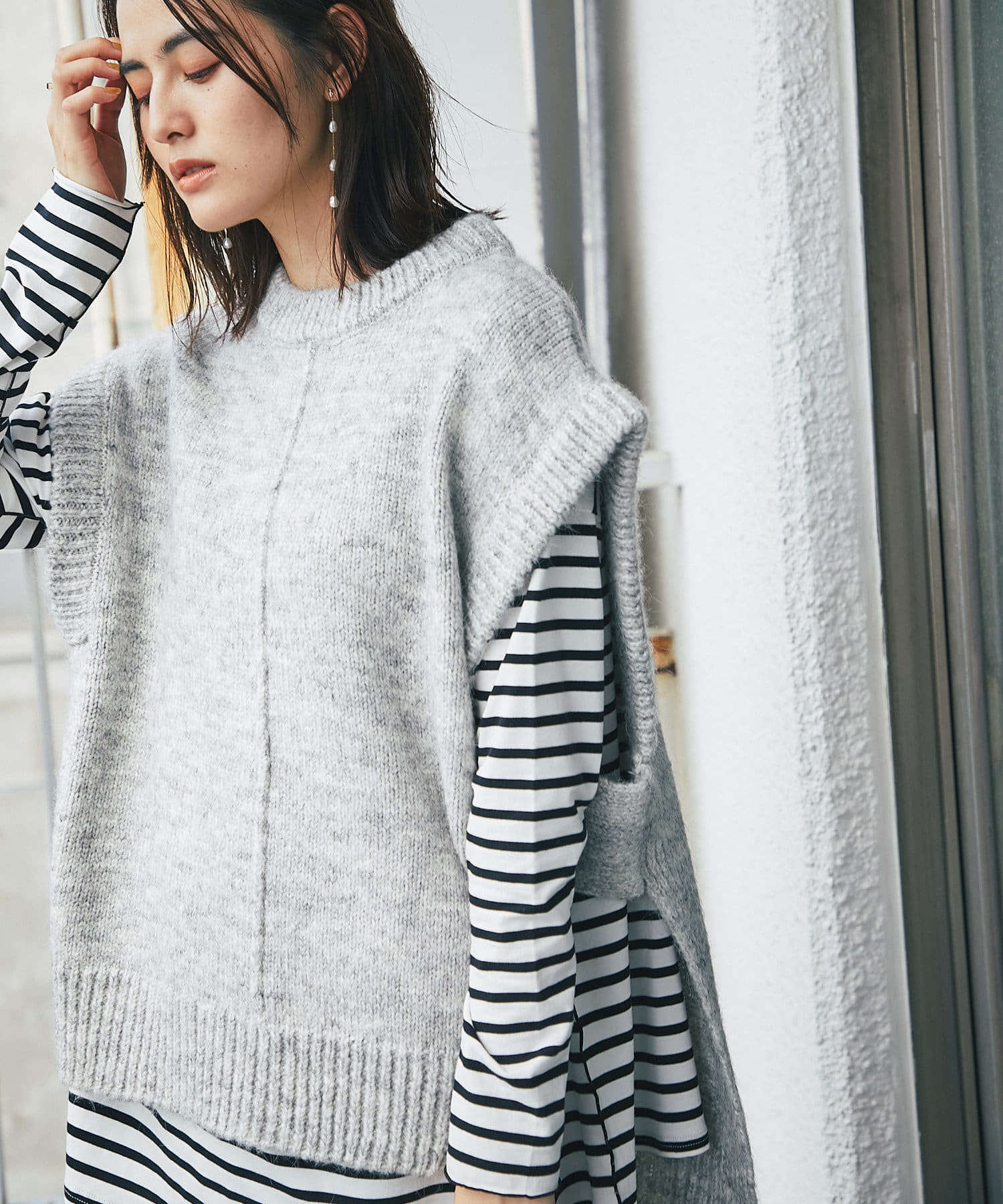 おしゃれ上級者 Mixヤーンサイドベルトニットベスト Un Dix Cors アンディコール レディース Pal Closet パルクローゼット パルグループ公式ファッション通販サイト